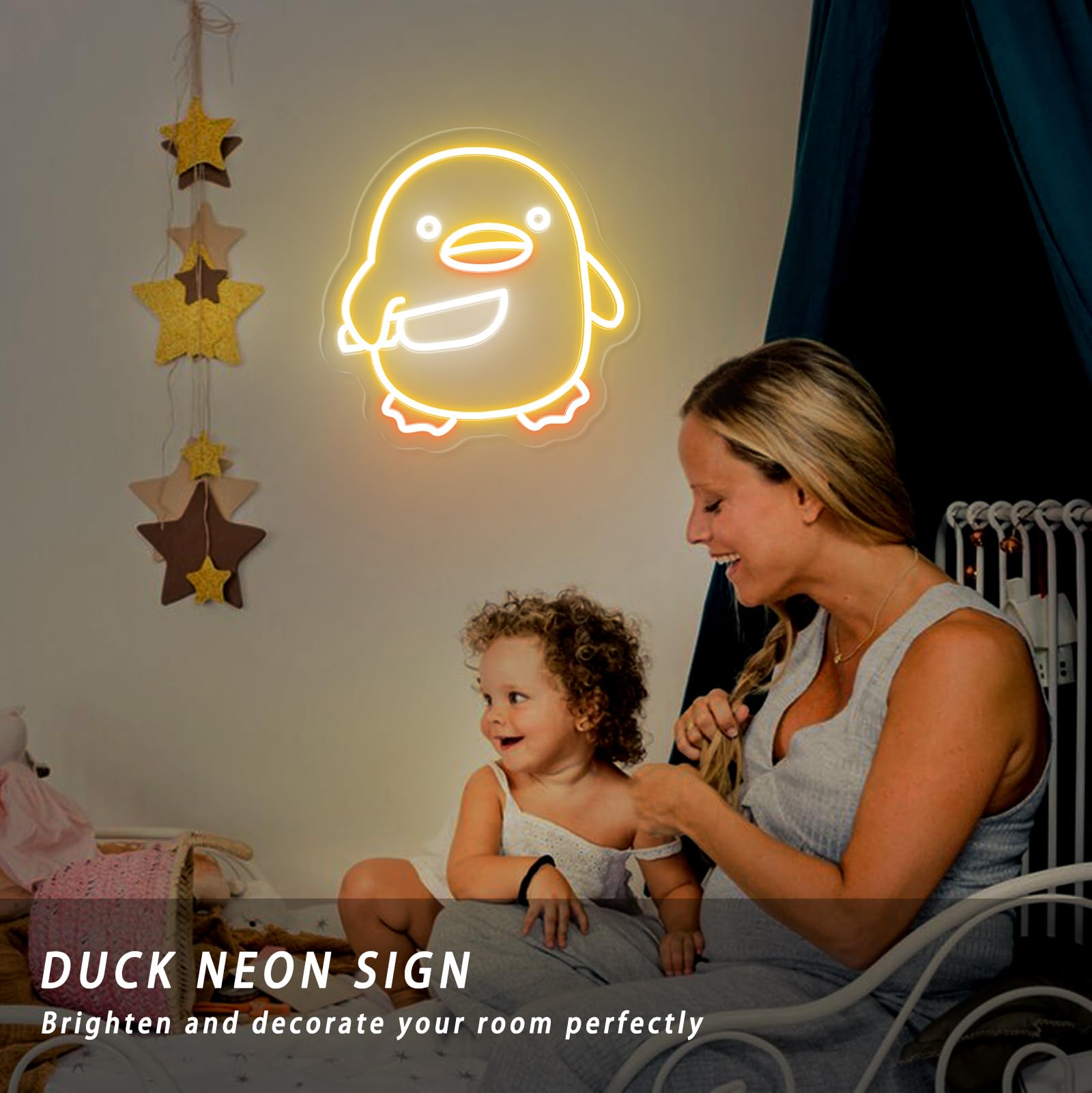 Housignz Neon Sign - Dimmable USB Powered Yellow Duck, 11x11in, Silicone, Cute LED Light for Kids Bedroom, Game Room, Home Bar