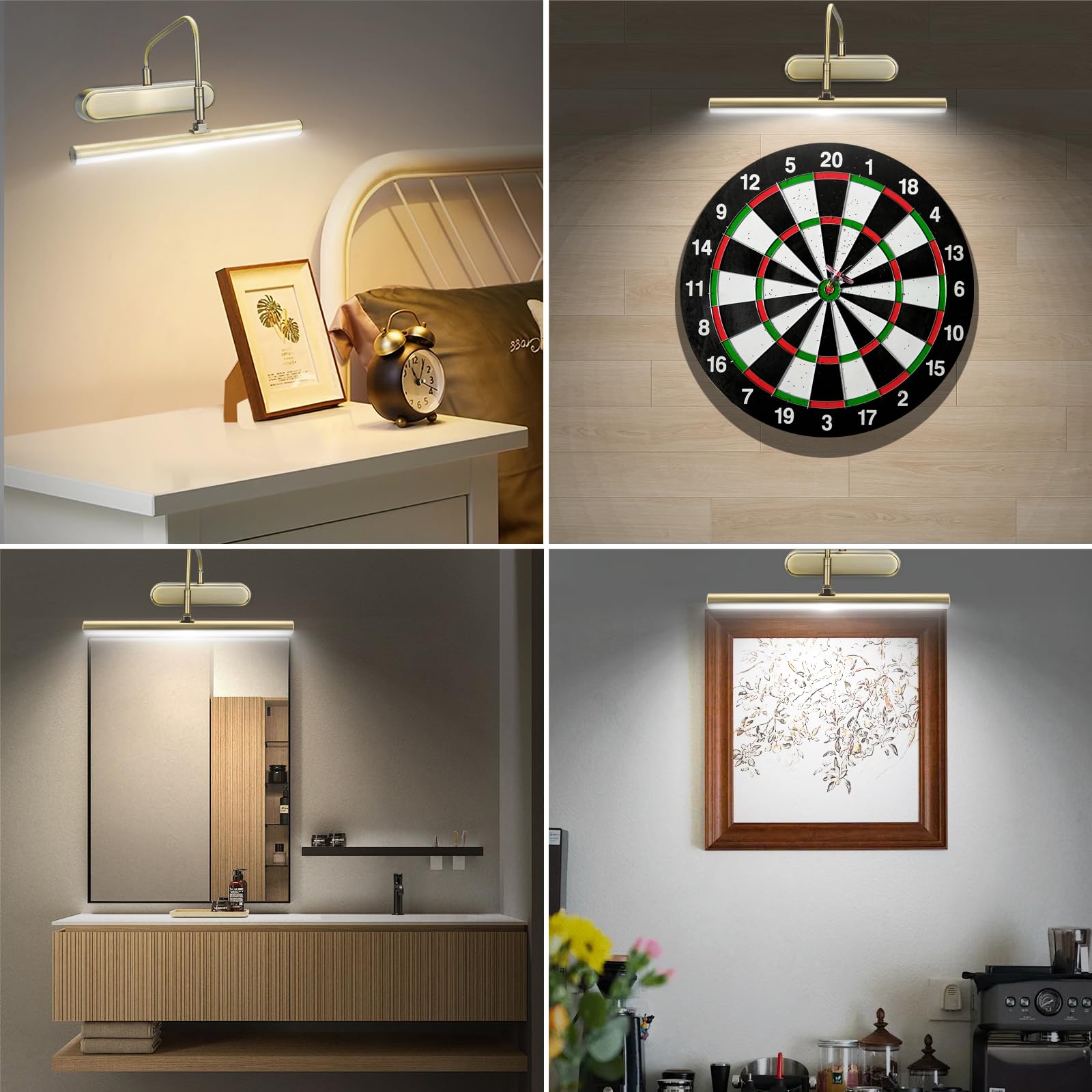RAIFOOLLY Picture Light, 3AA Battery Wireless Wall Lighting, Remote Control, Dimmable, 12inch, Antique Brass, 2PK, Model RF00300