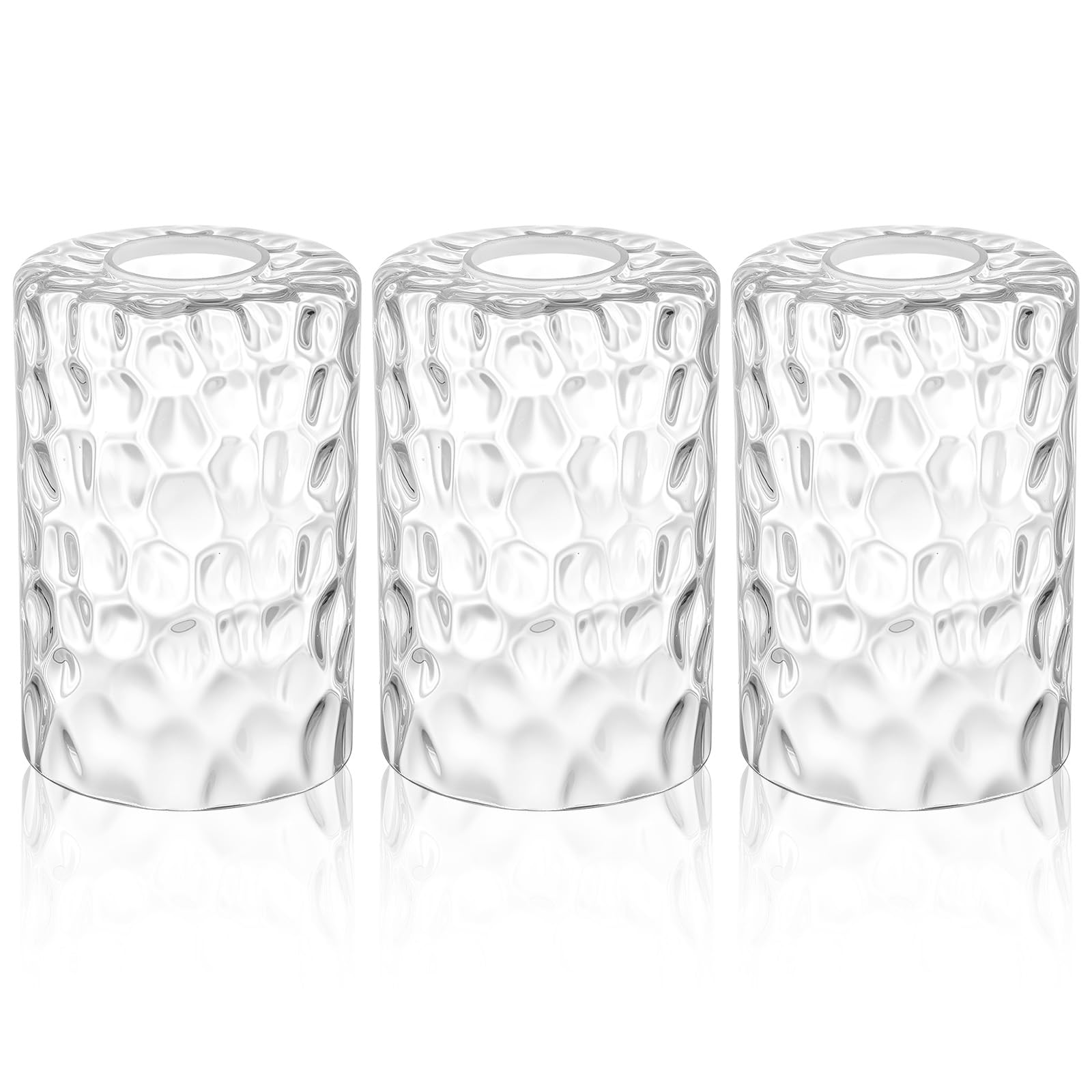 Teenyyou 8 Pcs Clear Hammered Glass Shade Replacements for Pendant Light Fixtures Glass Lamp Shade Cover, 1-5/8 Inch Fitter E26 