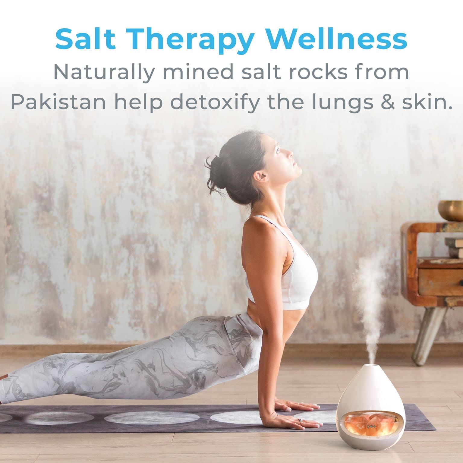 Pure Enrichment Pureglow Crystal - 2-In-1 Himalayan Salt Lamp & Ultrasonic Essential Oil Diffuser, Original Salt Therapy Lamp, 100% Pure Himalayan Salt, Ambient Glow, 160 Ml 16-Hour Tank (White)