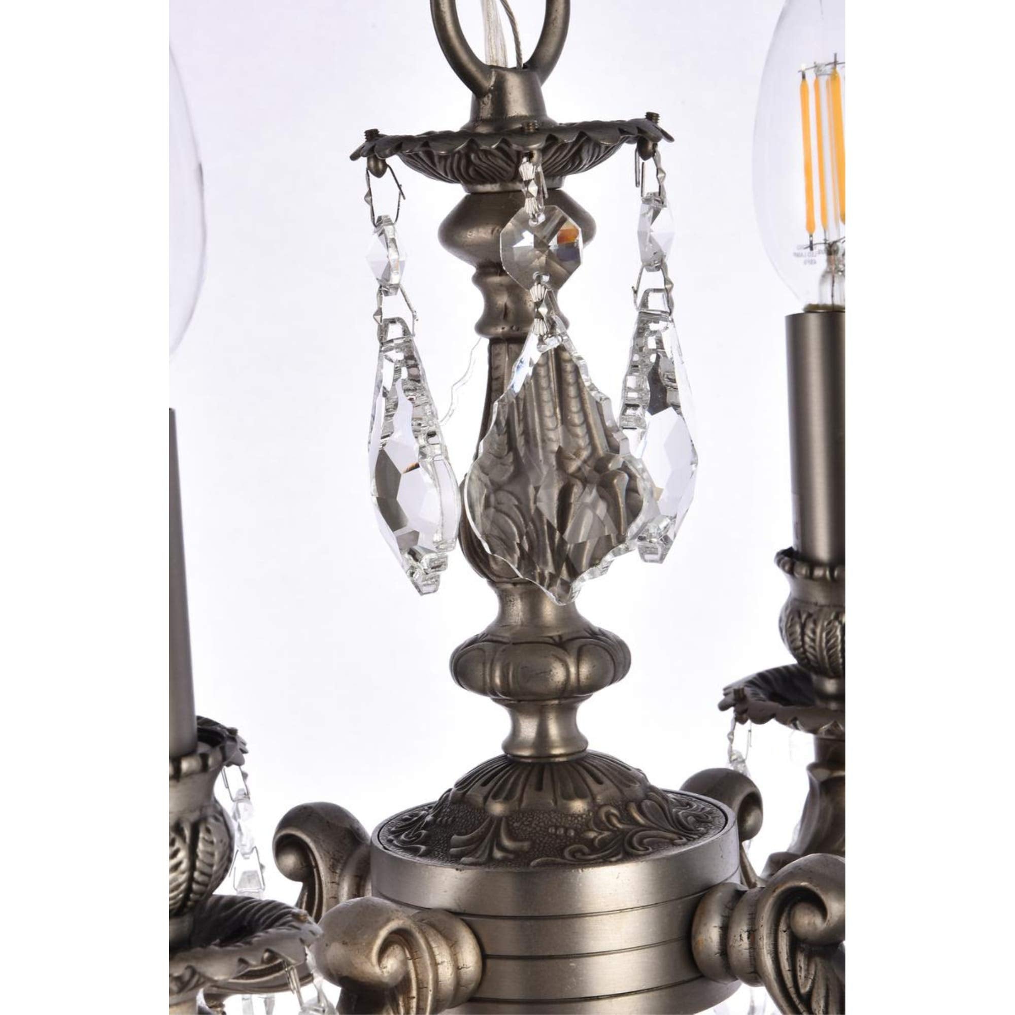 Elegant Lighting Royal Cut Crystal Pendant Light, 10in x 10in, Pewter, Model 9104D10PW/RC
