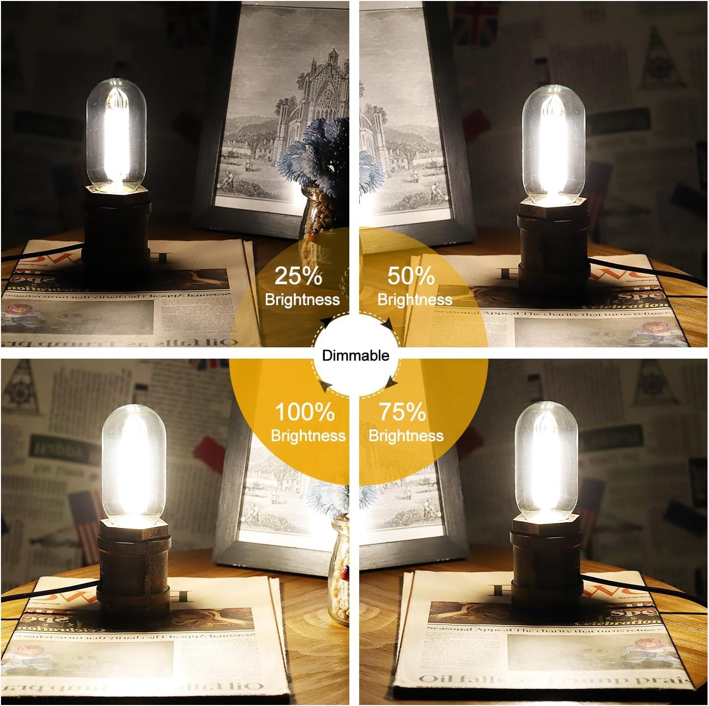 Leools E26 Led Bulb 6W Equivalent E26 Led Bulb 60 Watt Warm White 2700K Dimmable E26 Edison Bulb Ac120V 600Lm Tubular T14 Led Bu