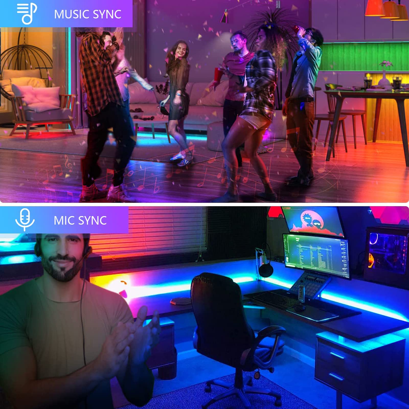 Rgbw Under Cabinet Lighting Kit With App And Remote Control 6 Pcs Led Strip Lights For Kitchen Cabinet, Counter, Tv Shelf, Desk,