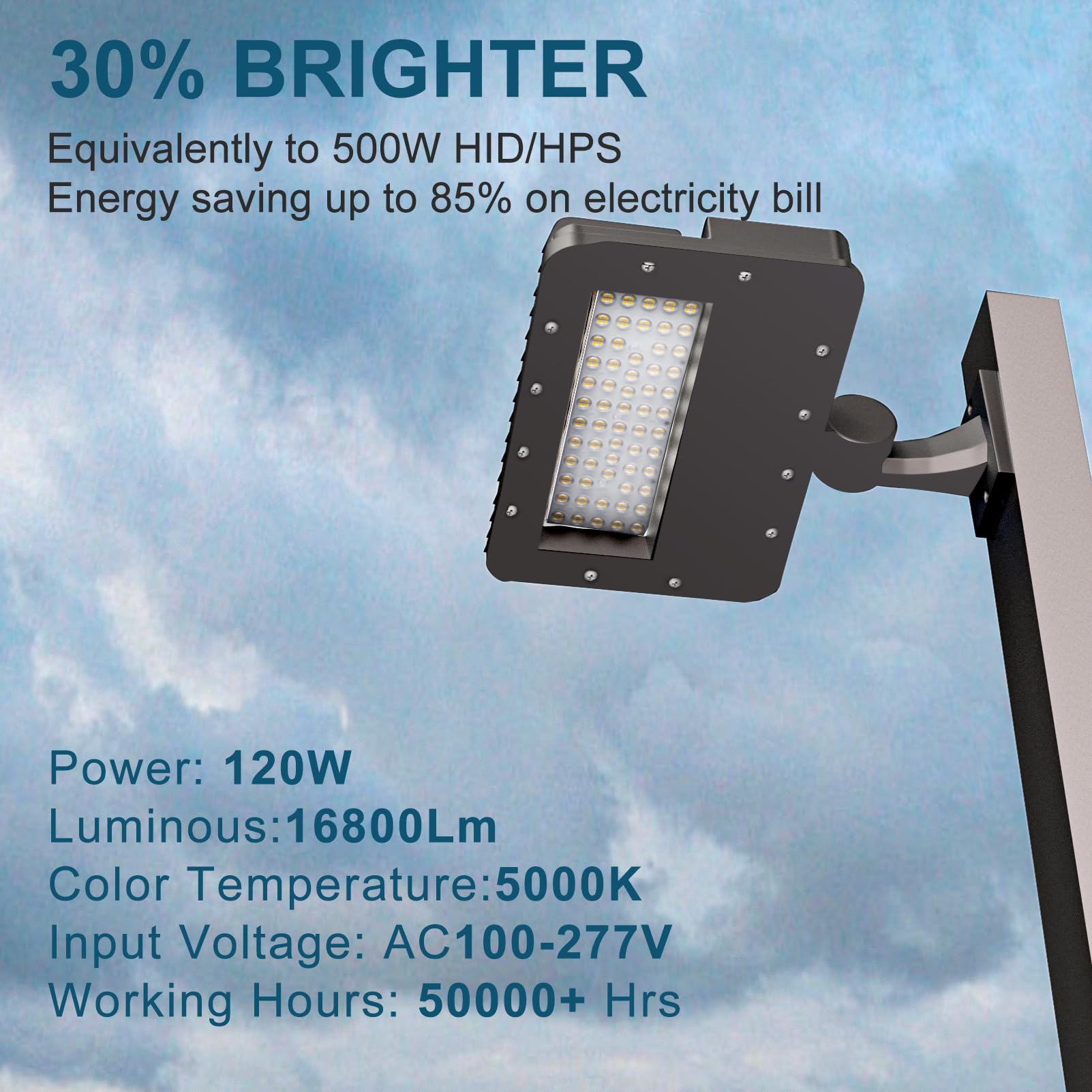 Lightdot 120W Led Parking Lot Lighting 16800Lm (Eqv 400W Hm/Hps) 5000K Parking Lot Lights With Photocell  Etl Listed Led Pole Light Outdoor Street Light With Arm Mount- 6Pack