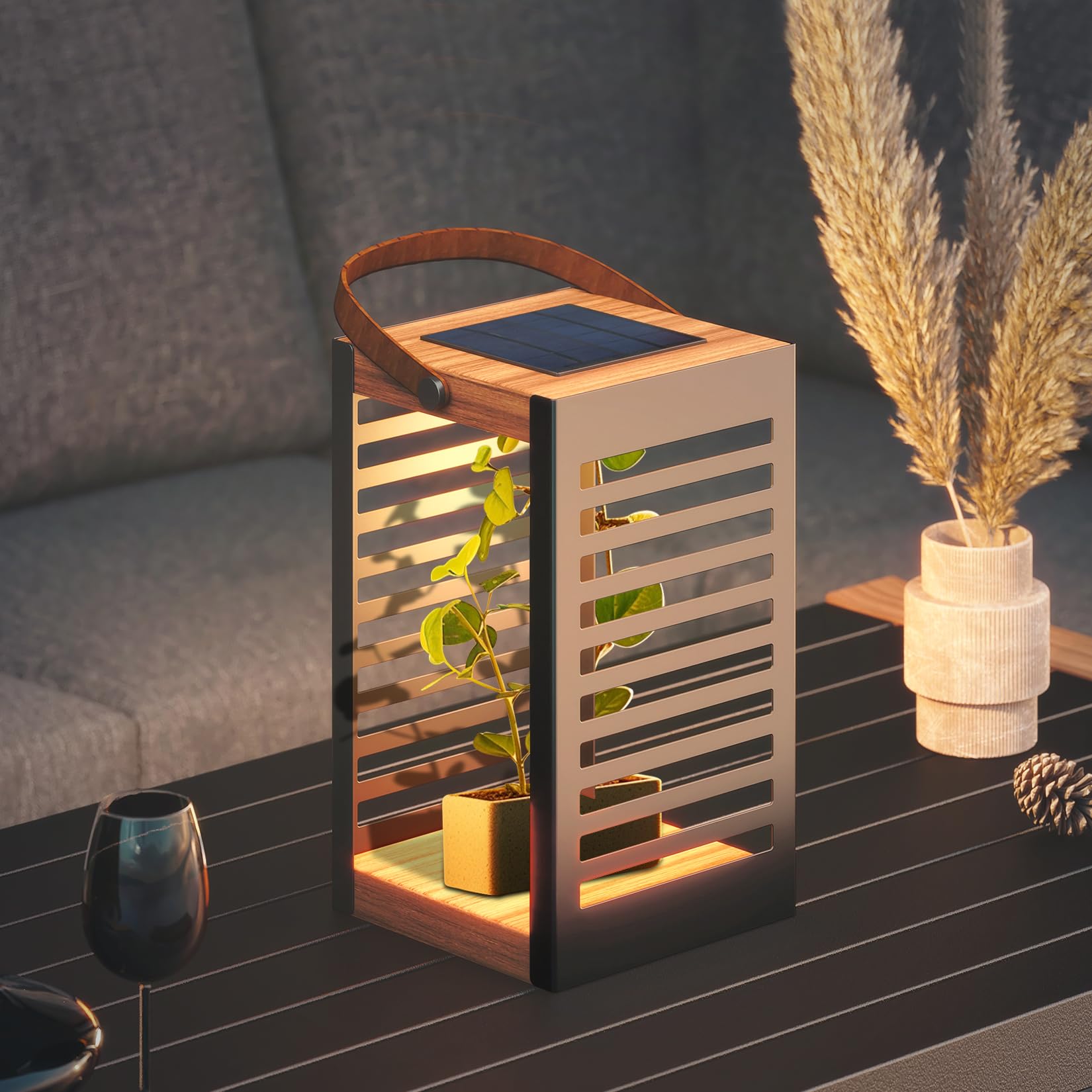 Solar Yard Outdoor Solar Lanterns, Solar Lamp Decorative Outdoor Water-Resistant Steel Table Decor With Handle For Patio, Yard, 