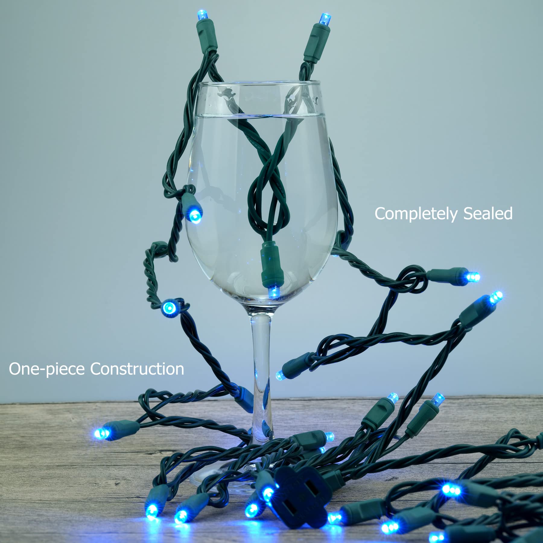 Yuletime Blue 5Mm Led Christmas Lights, 33 Ft 100 Count 4'' Spacing One-Piece High Waterproof Wide Angle Ul Certified String Lig