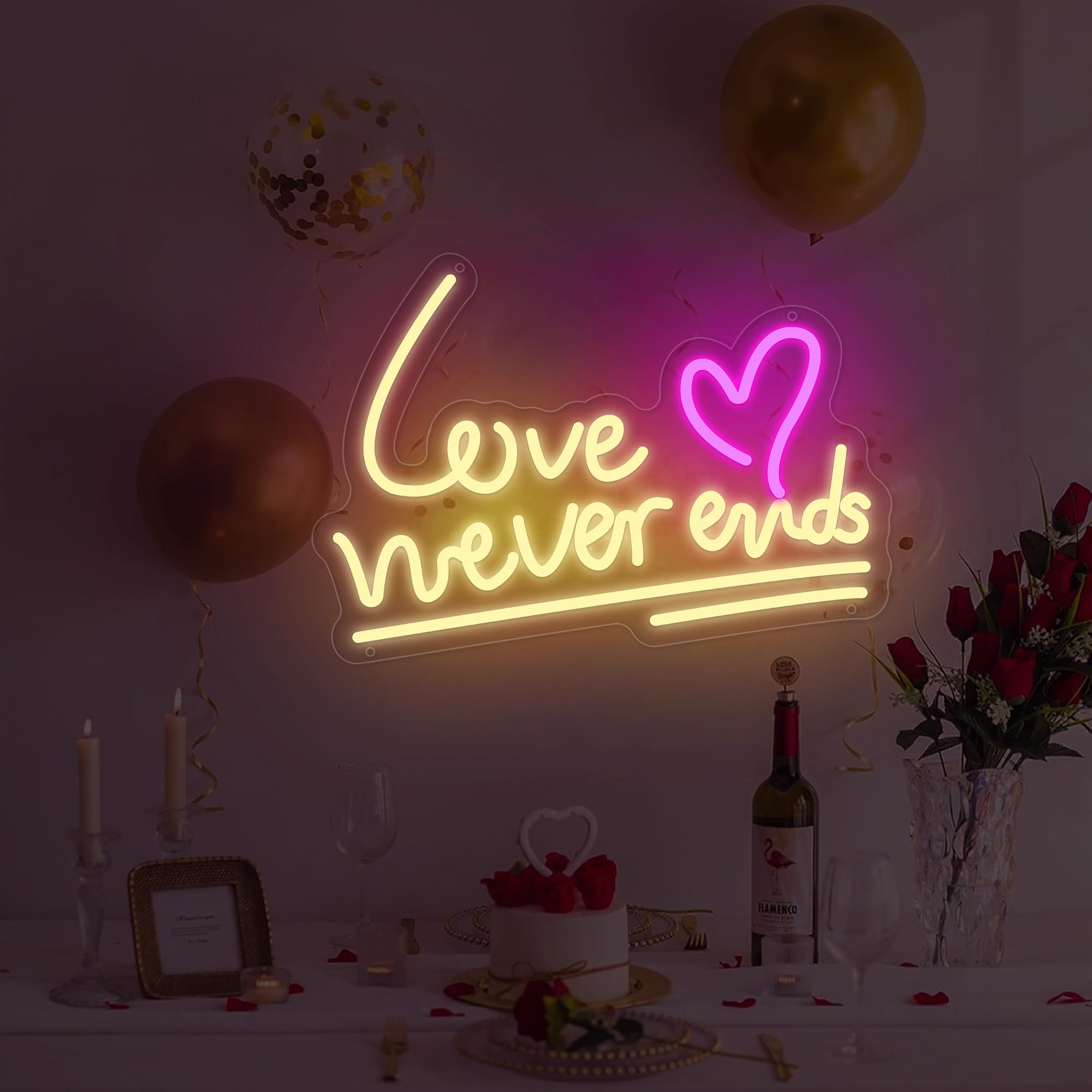 Love Never Ends Neon Sign For Wall Decor  Dimmable Love Led Lights Signs Letters Signs For Wedding  Neon Light Room Decor For Party Birthday Gift Christmas Gift