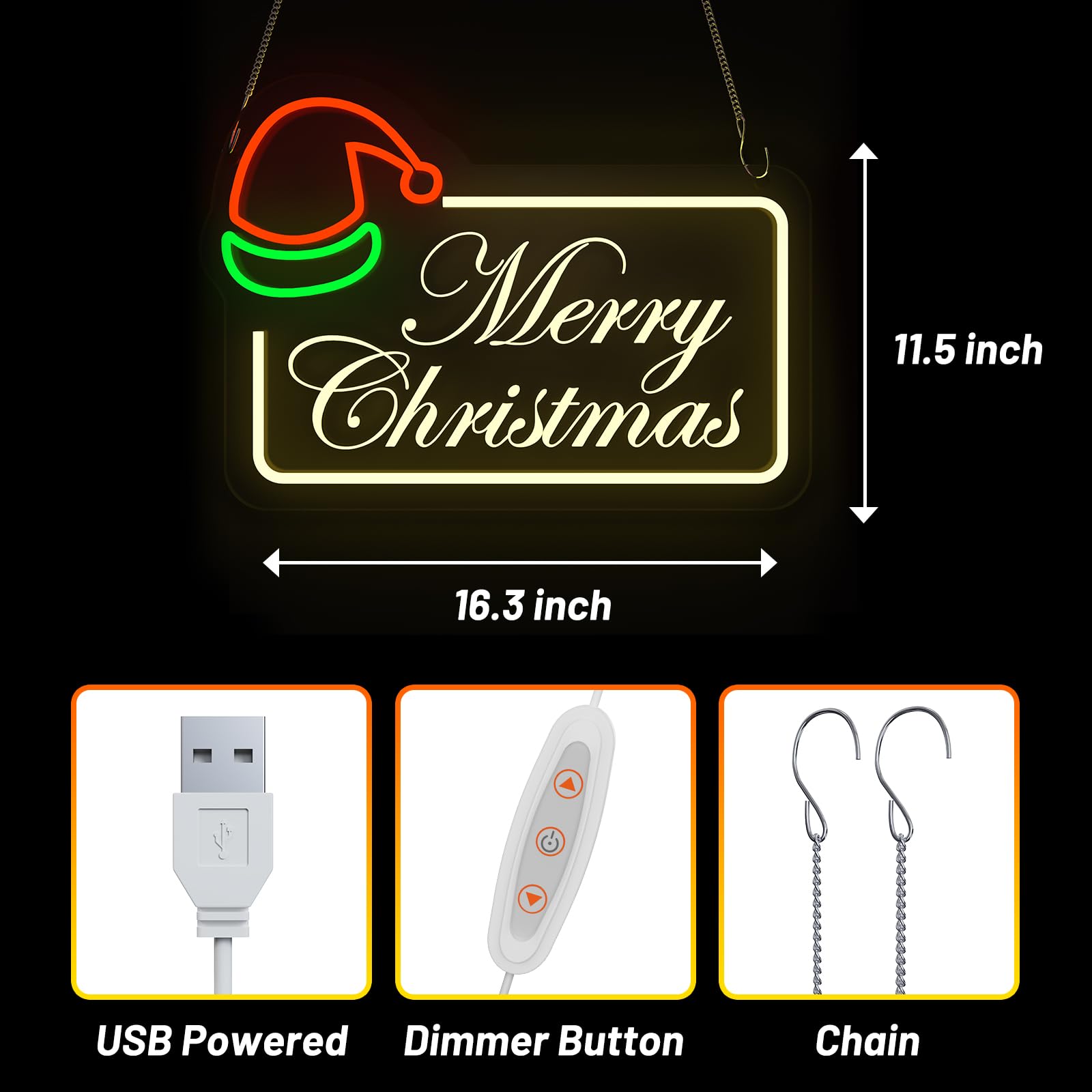 Probapro Dimmable LED Neon Sign - Warm White Christmas Wall Decor for Kids Room