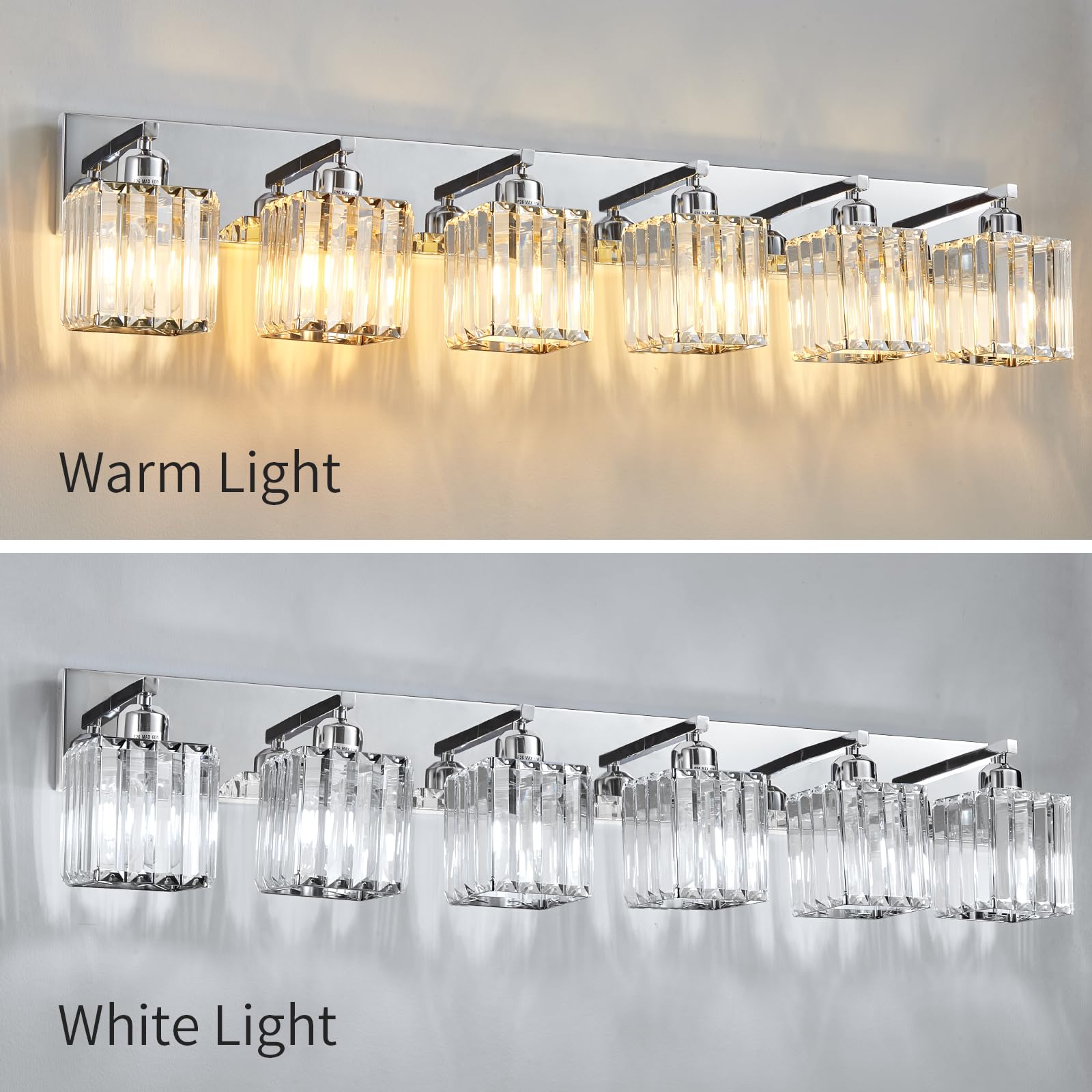 Aixialin Modern Bathroom Vanity Light 6-Light Chrome Metal Wall Fixture Model 600-100-1022