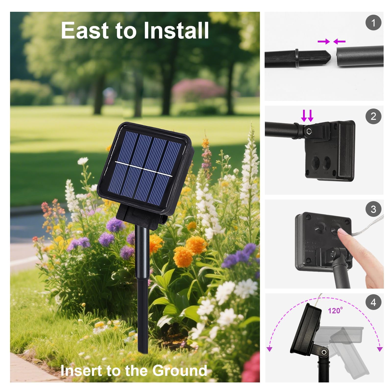 Solar Waterfall Fairy Bunch Lights Outdoor Waterproof 200Leds 8 Modes Watering Can Light  Purple Solar Powered String Lights Firefly Vine Christmas Tree Garden Decorations Gardening Gifts For Mom