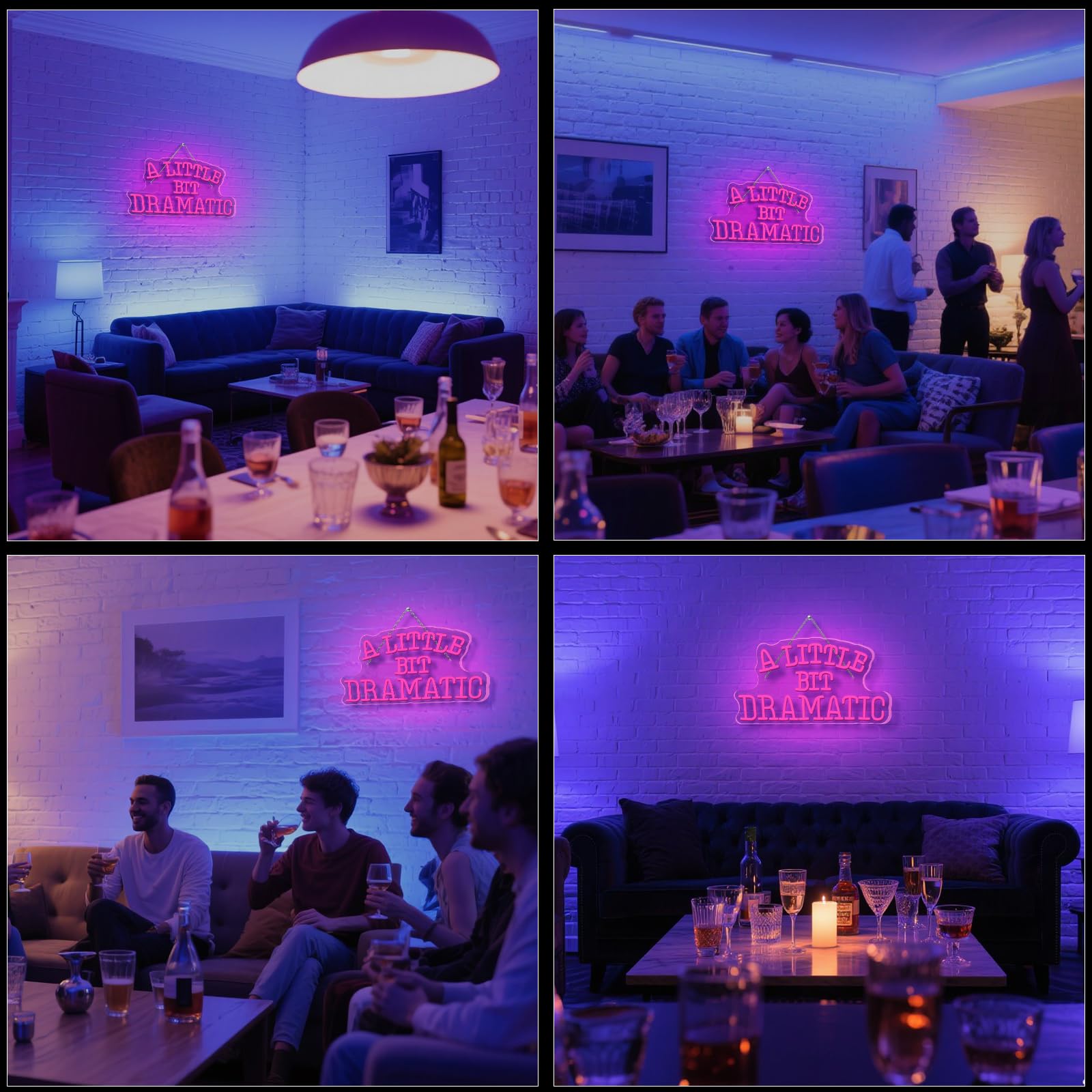 WLHOPE Neon Wall Sign - Adjustable Pink LED Lights for Party, Club, Living Room, Bedroom, 16.5 x 9 inches, Acrylic, A Little Dramatic