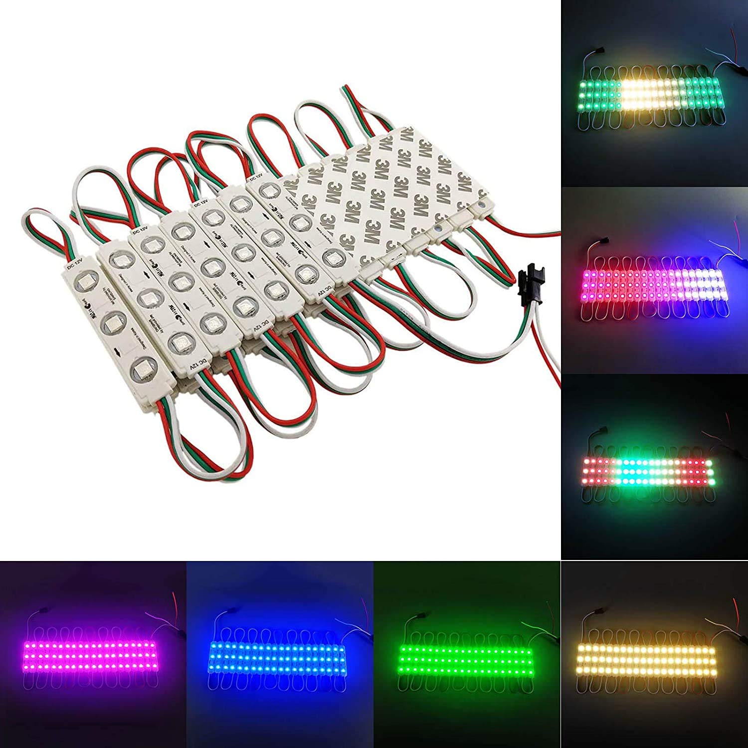 YUNBO WS2811 RGB LED Module Lights, 100Pcs, IP65 Waterproof, SMD 5050, Multicolor, Model XH-5050-3ZD