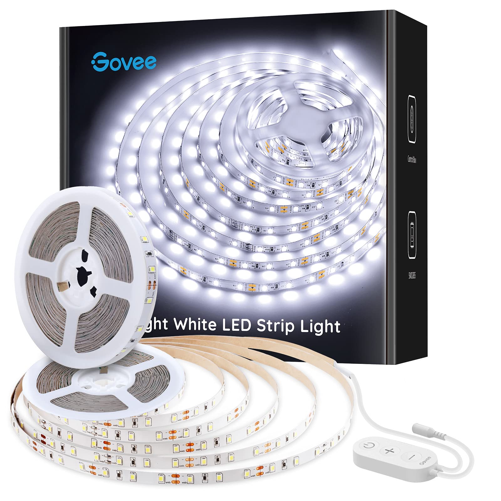 Govee LED Strip Lights, 32.8ft Dimmable White Light, 600 LEDs, Model H6187, Plastic Material, Daylight White