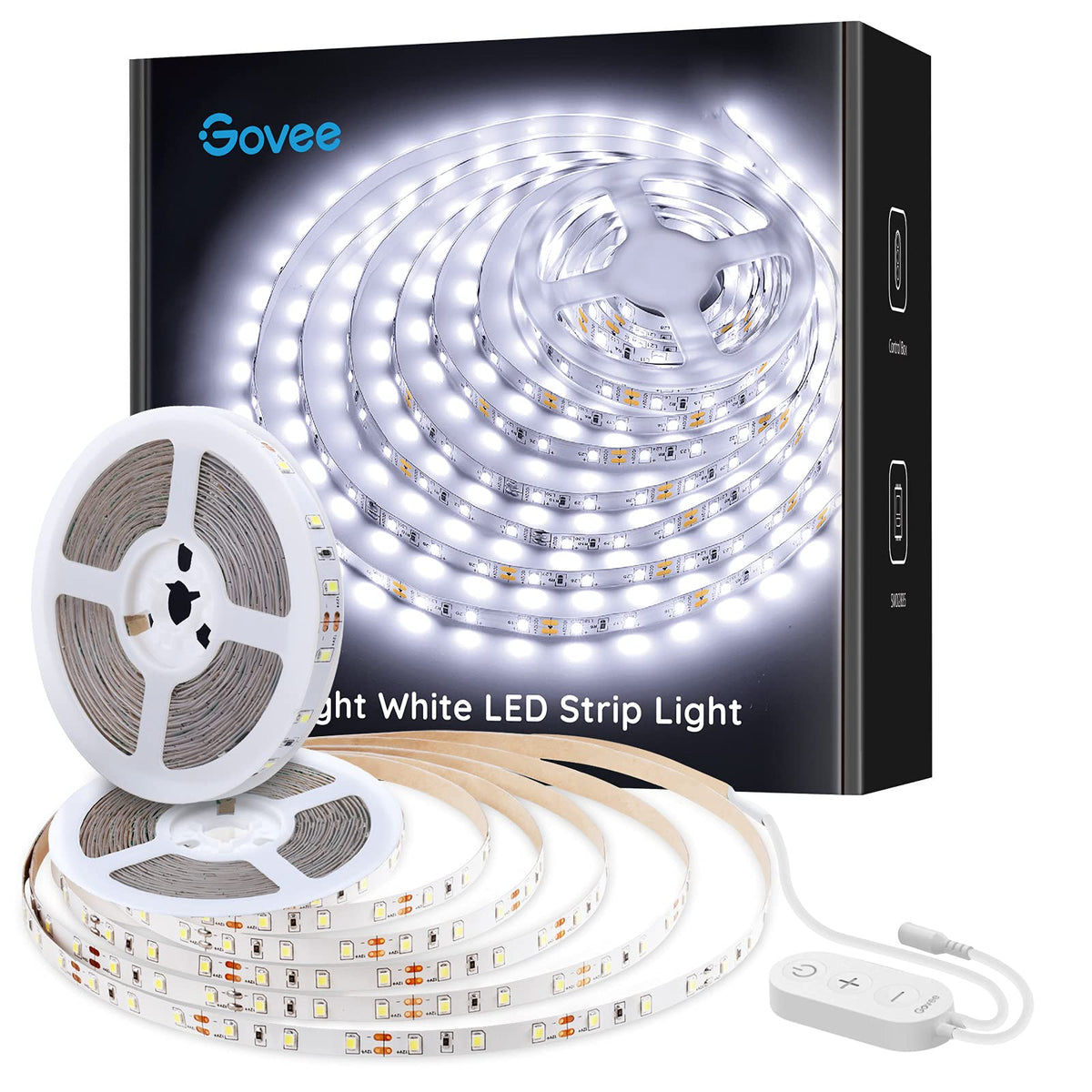 Govee 32.8Ft White Led Strip Lights, 6500K Dimmable Led Light Strip With Control Box, Bright 600 Leds, Daylight White Lights For
