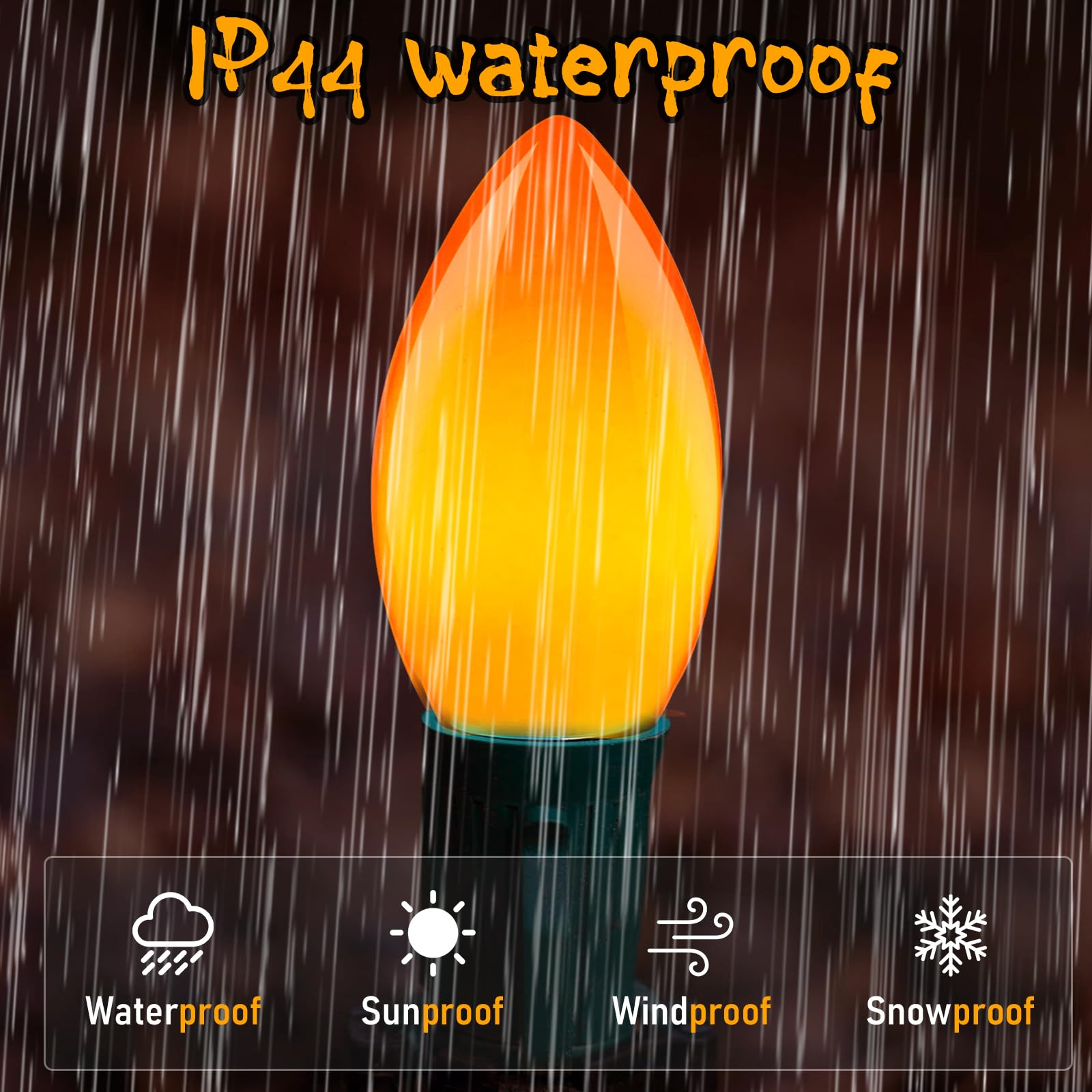 Doratale C9 Orange Replacement Bulbs, 25 Pack, 7W Incandescent For Halloween & Christmas Lights