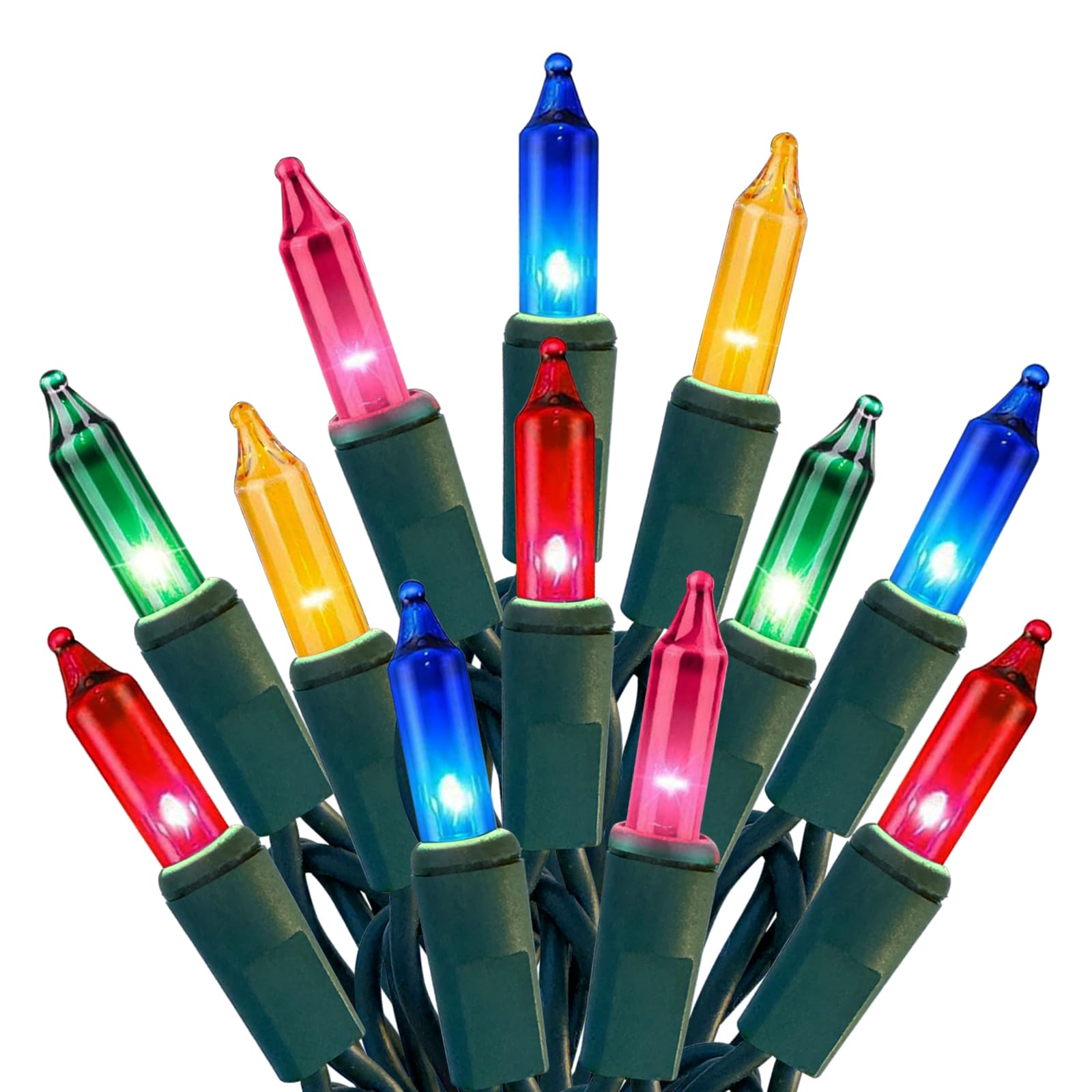 Hishiny Christmas Lights 100 Count Multicolor Christmas Tree String Lights With Green Wire For Outdoor Indoor Christmas Decorations Wedding Decorations Valentines Day Decor Ul Certified (21Feet)