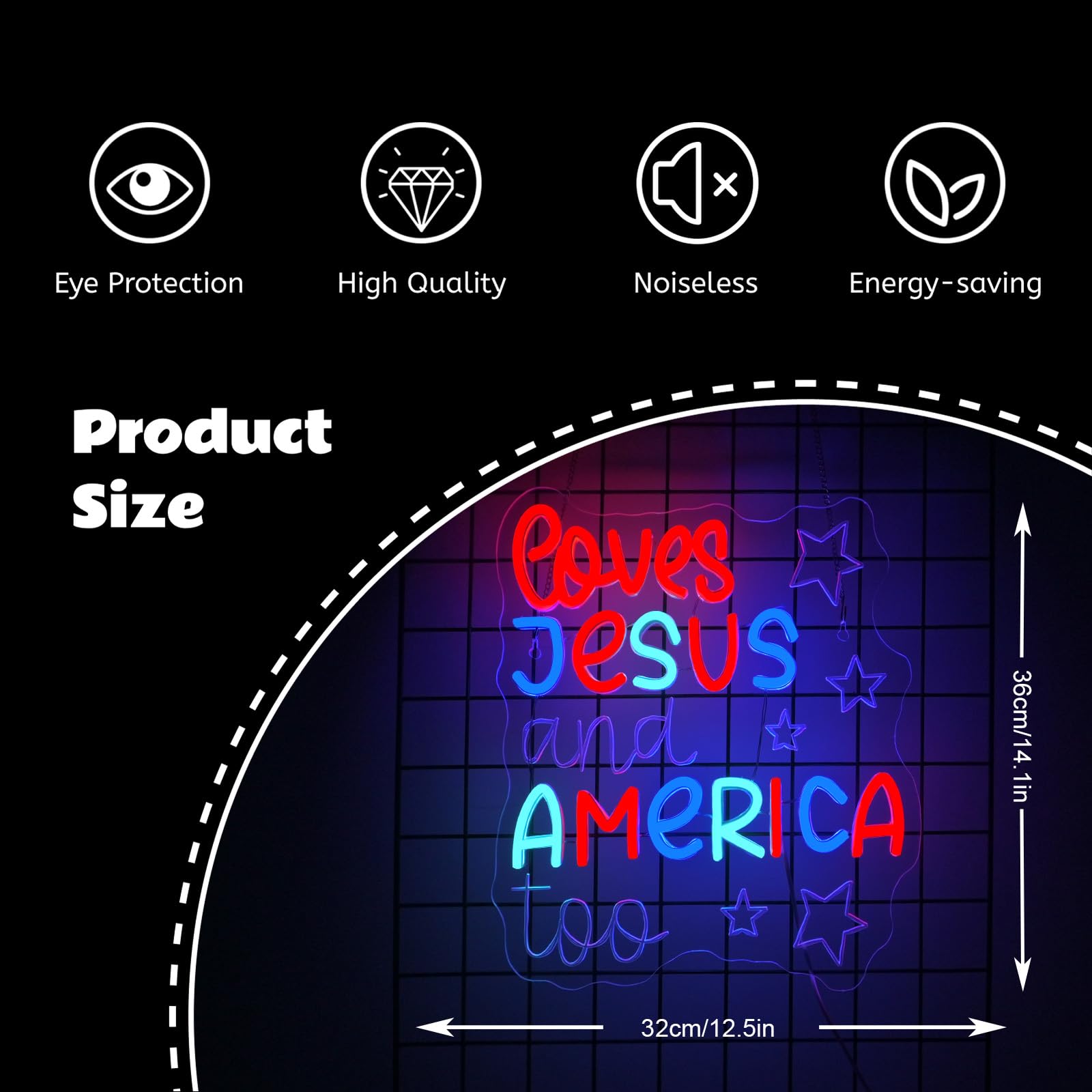 Jurong Jesus Neon Signs For Wall Decor  Loves Jesus And America Too Dimmable Led Neon Light Up Signs  Usb Powered  For Christ Church Wedding  Club  Living Room  Bedroom Gifts  Home  Birthday Party Decor