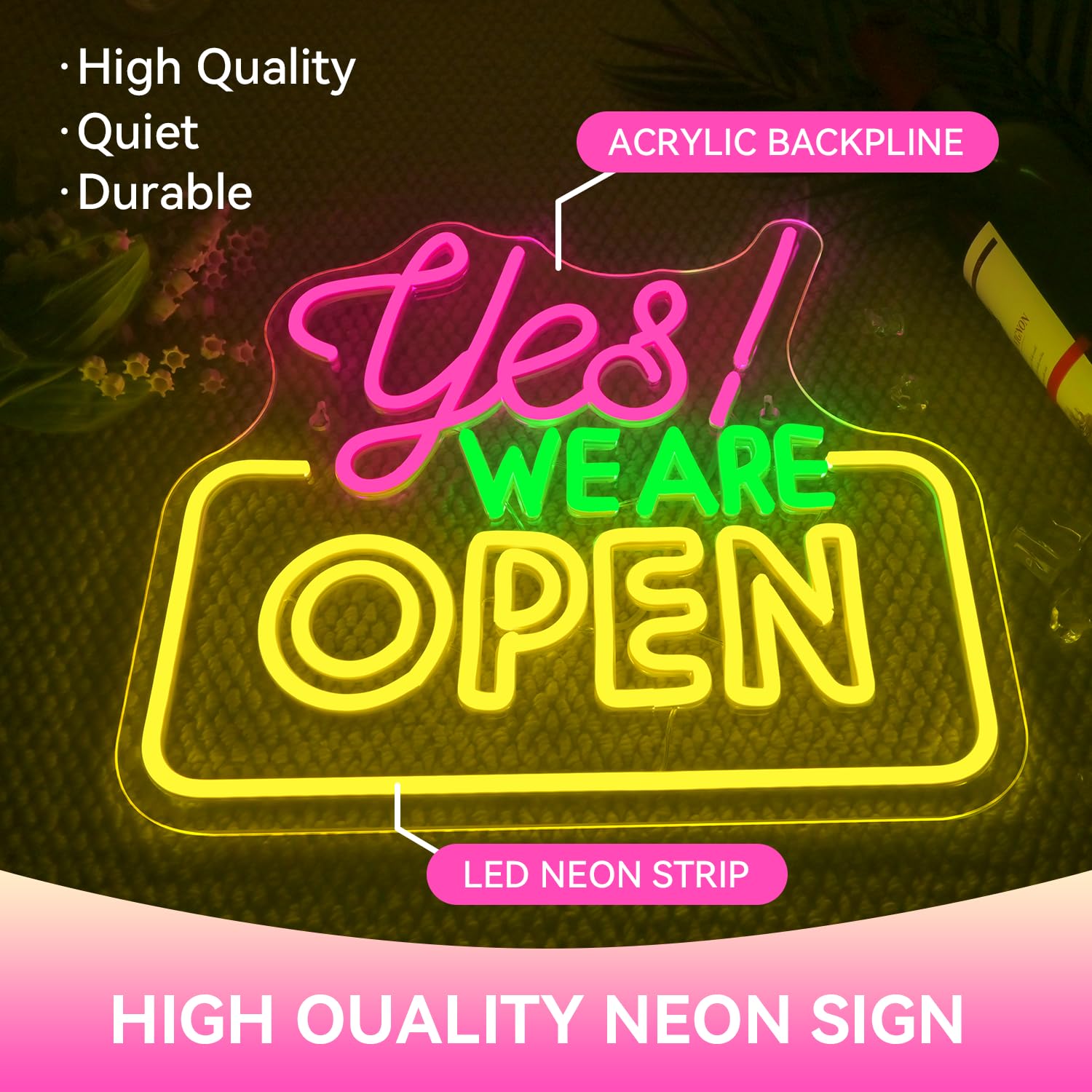 Ineonlife Open Neon Sign Light Up For Wall Decor Yes We Are Open Led Sign For Business Acrylic Decoration For Bar Coffee Shop Re