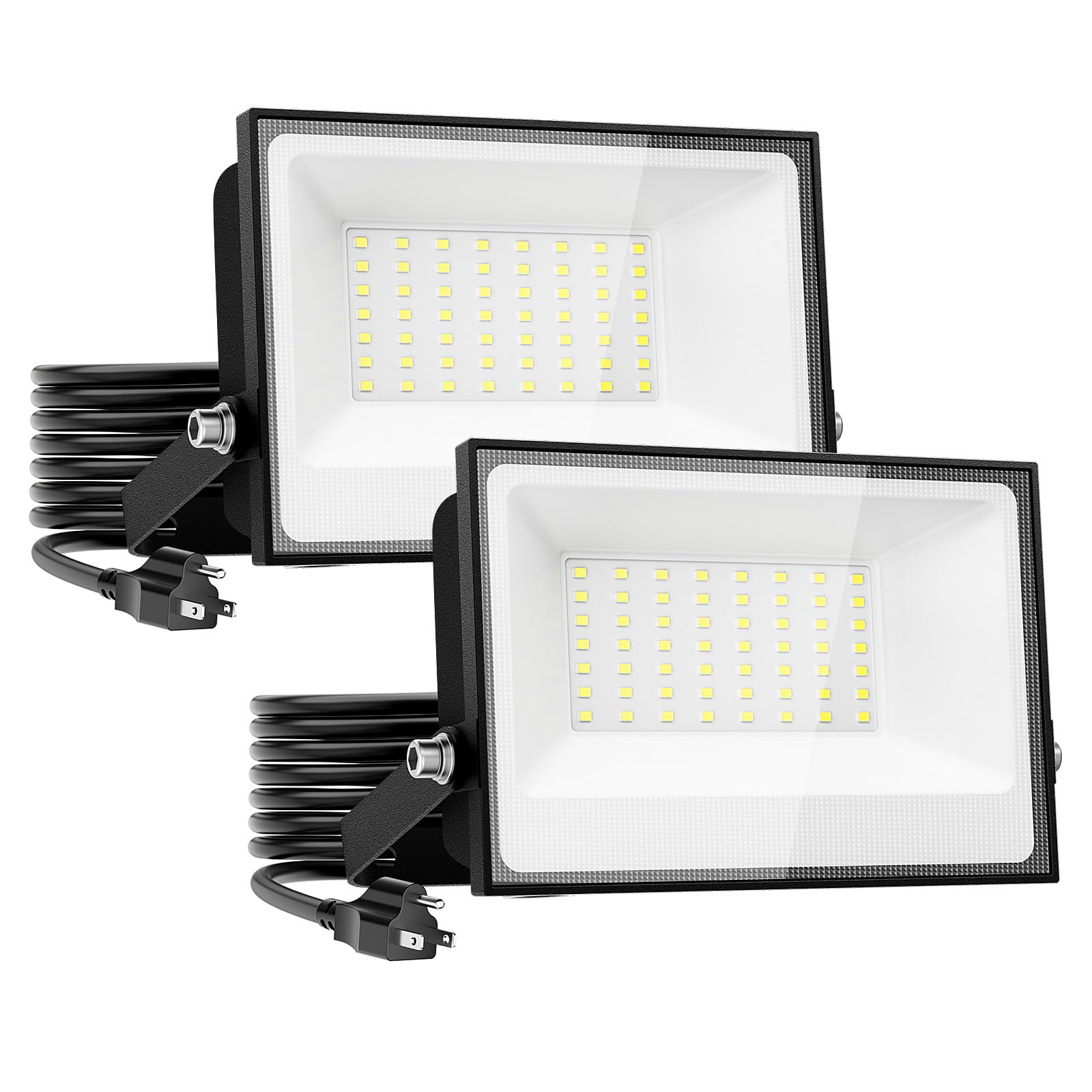 Onforu 40W LED Flood Lights, 4000lm Bright, IP66 Waterproof, 6500K Daylight White, 2-Pack, Black, Model DB30