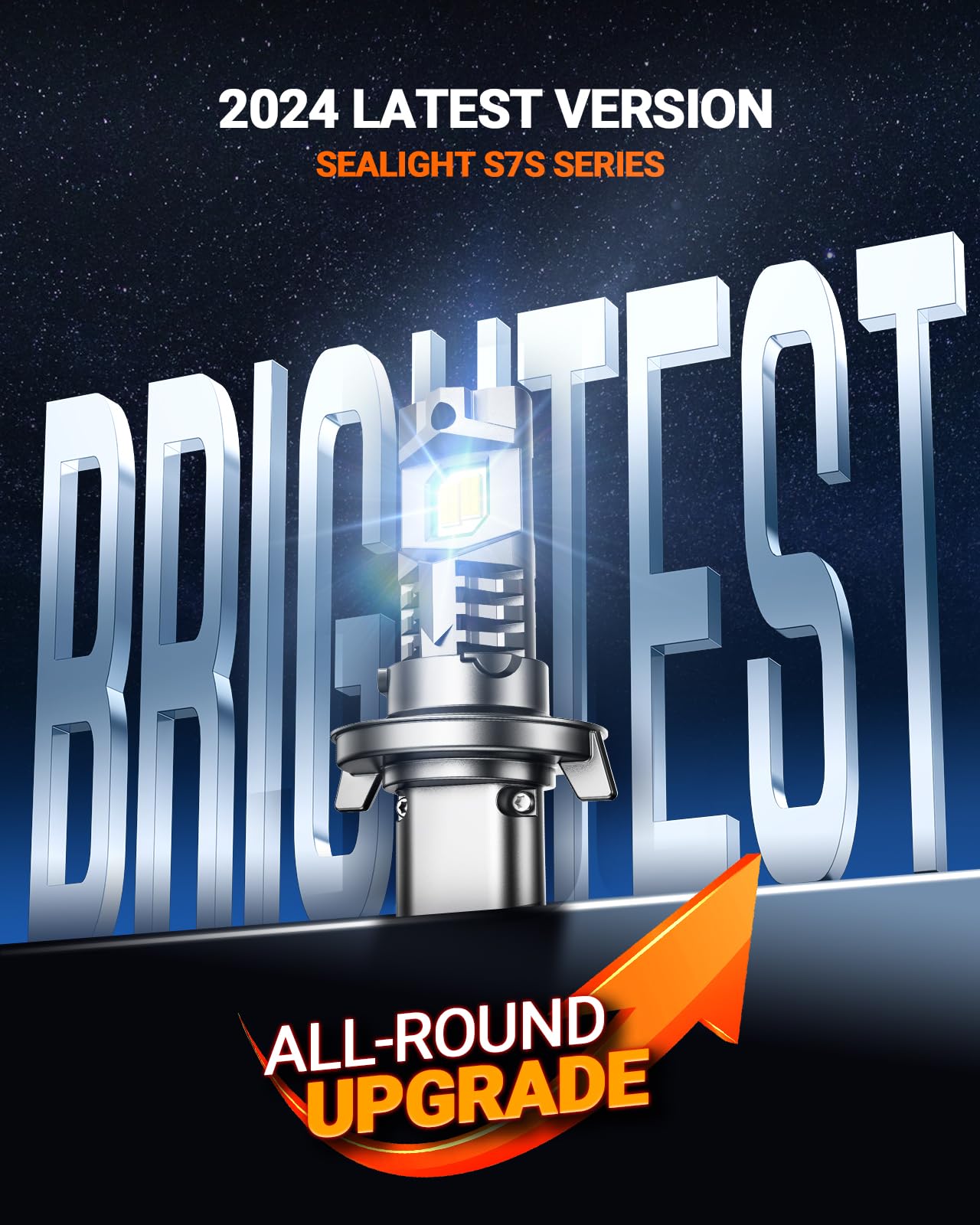 SEALIGHT 9007 Bulbs 60000LM Brightness, Aluminum, White, Model HB5, Pack of 2, For ATVs & Powersports