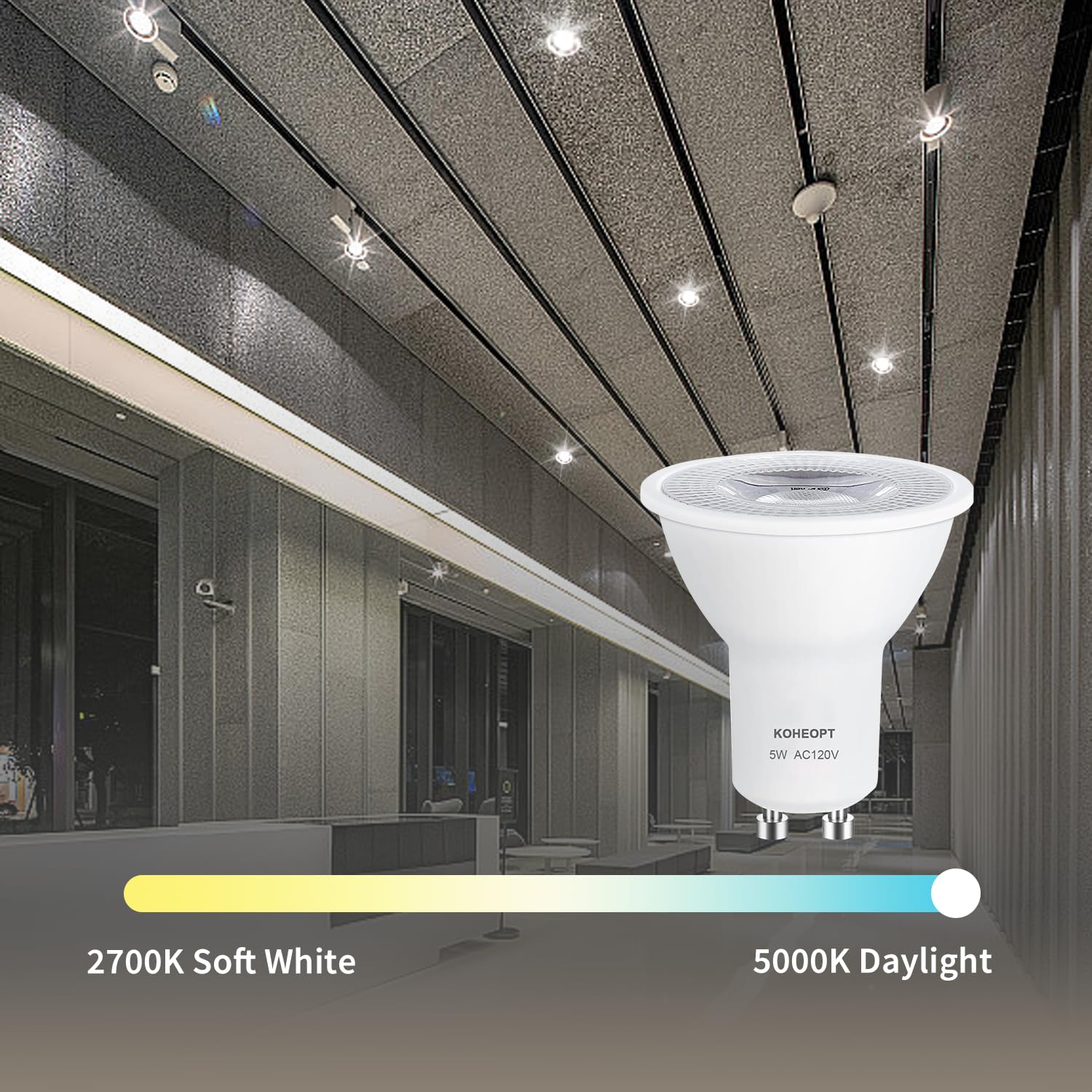 Koheopt 5W Gu10 Led Light Bulb  Dimmable 5000K Daylight Gu10 Bulb 500Lm Replacement For Track Lighting  50W Equivalent Halogen Bulbs  Led Bulbs For Living Room  Kitchen Range Hood  Bathroom 6-Pack