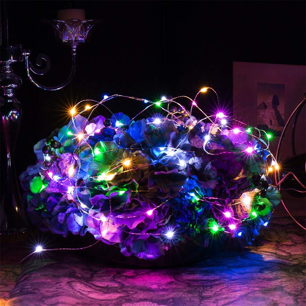 yongzhenlite 4 Pack Battery Operated LED Fairy Lights, Timer Function, 10 Feet, Multicolor, Copper Material