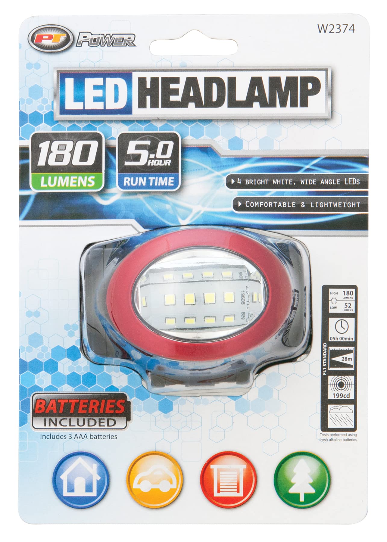 Performance Tool 180 Lumen 4 Led Red Headlamp - Super Bright, Durable Alloy Steel