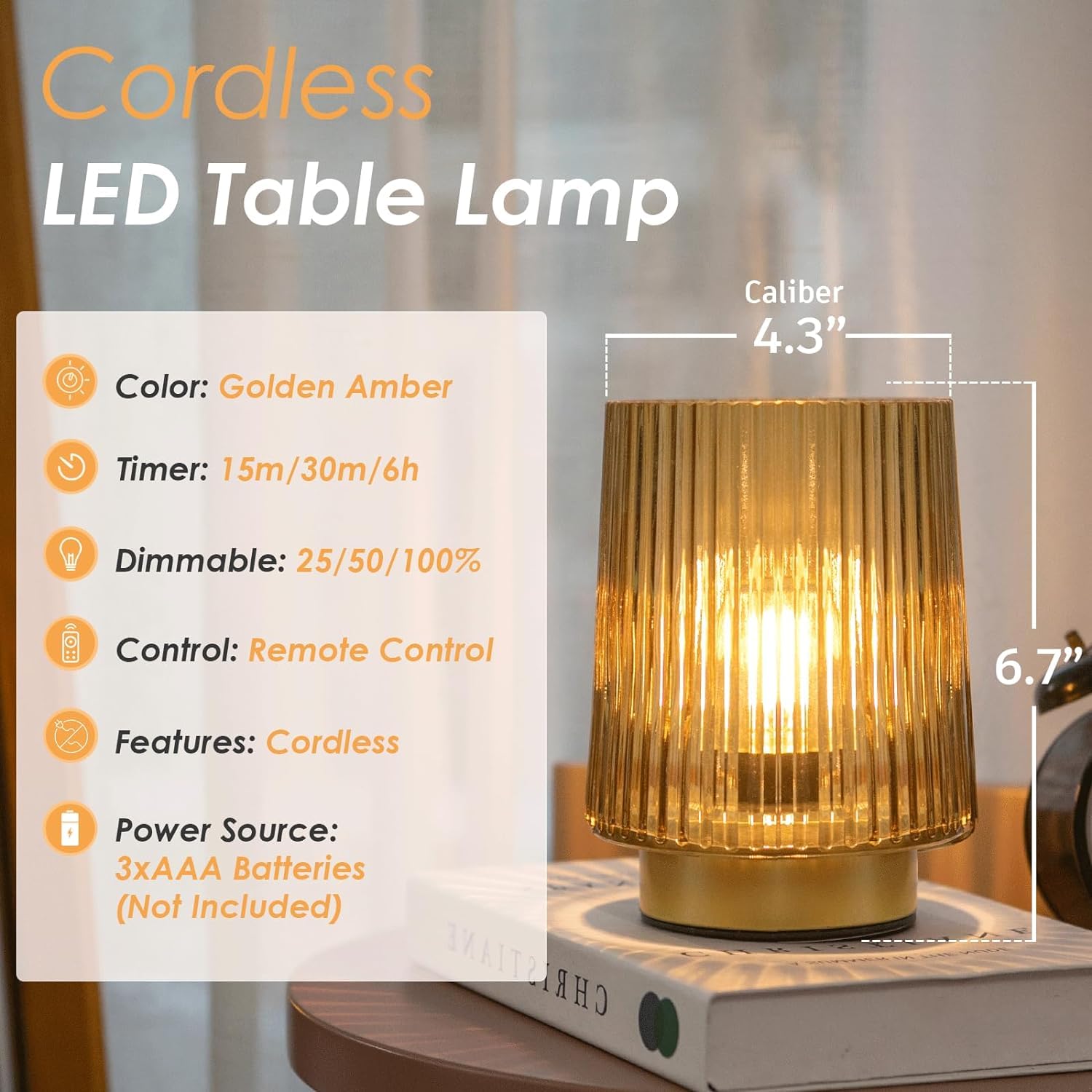 Ularoom Battery Operated Lamp With Remote Control, Cordless Table Lamps For Home Decor, Portable Dimmable Brightness Small Decor