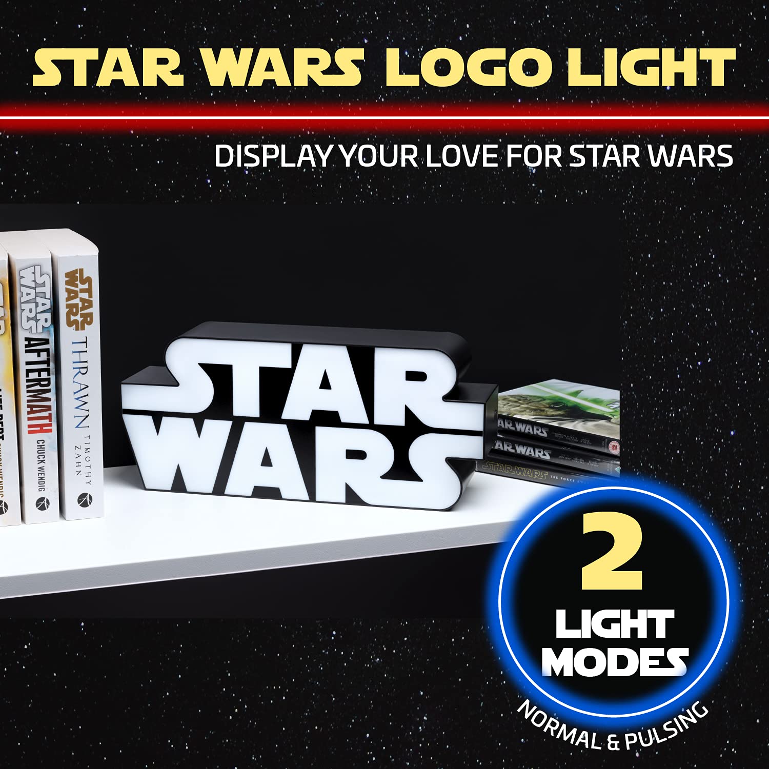 Paladone Star Wars Logo Light, Wall Mountable and Freestanding, Officially Licensed Merchandise