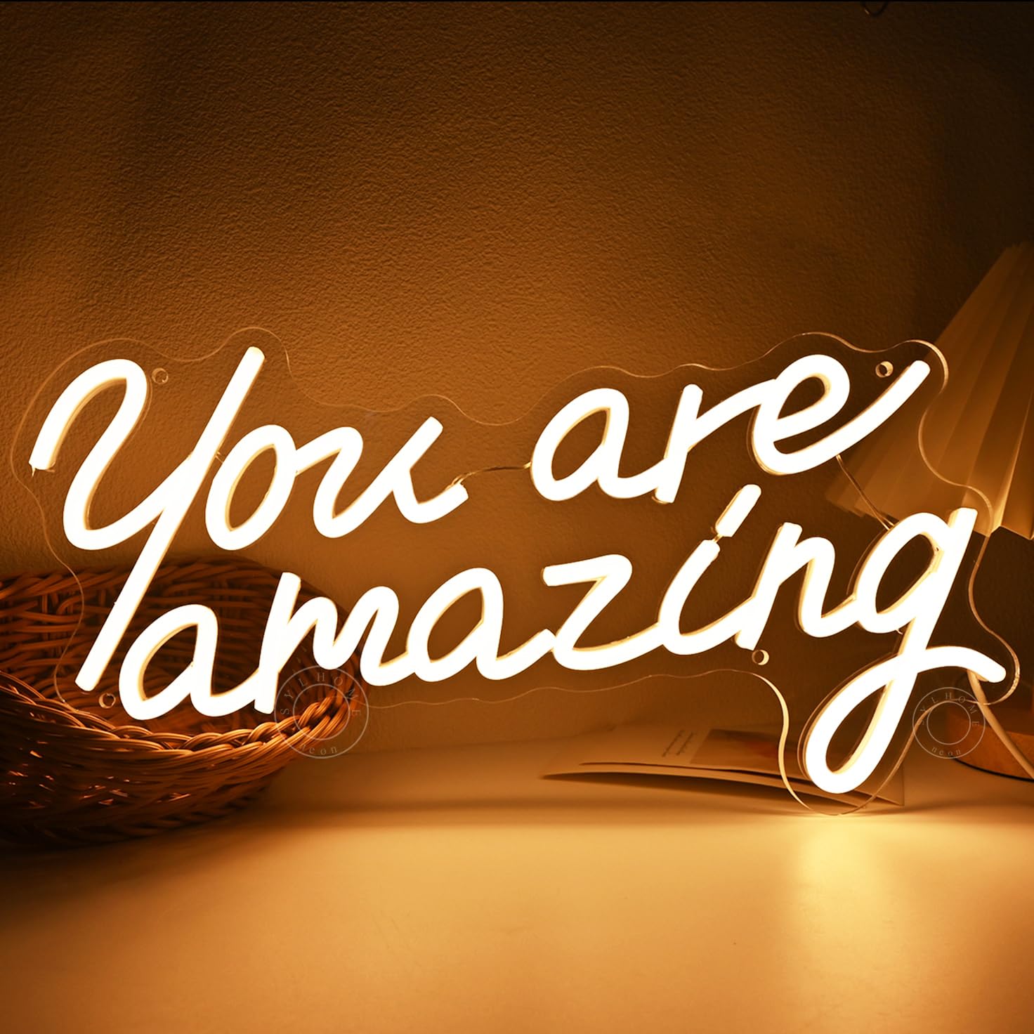 SYLHOME Neon Light Sign - You Are Amazing - Warm White Acrylic - 15.75in x 8.94in - Wall Decor for Girls Bedroom, Kids Room, Parties