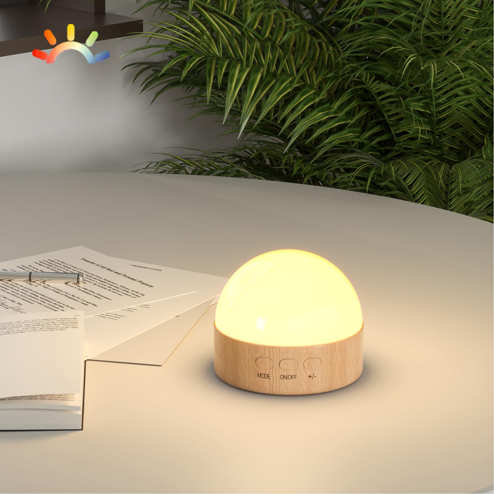 Kintion Portable LED Night Lamp, RGB Mode, Dimmable Warm Light, 1 PCS, Brown, Model XL-XY11