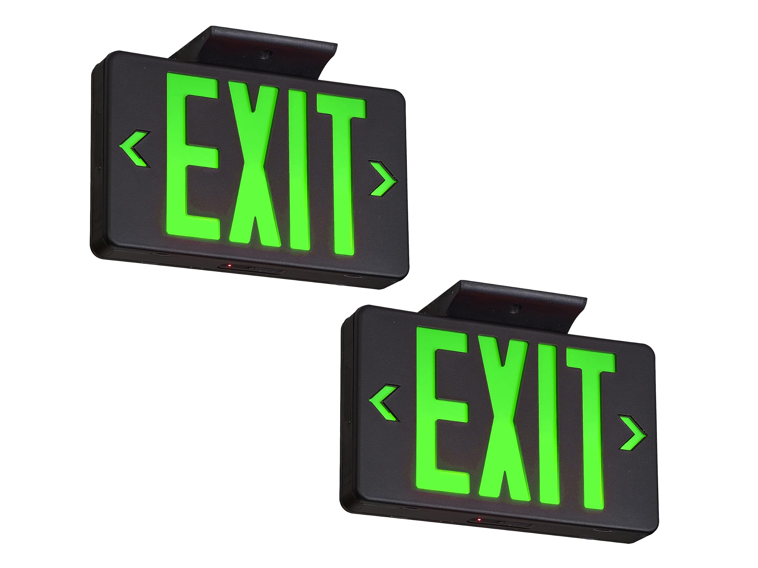 GZRUIYANG Green Exit Sign With Black Housing, LED Emergency Light With Battery Backup, UL Listed, AC 120/277V, Commercial Lights