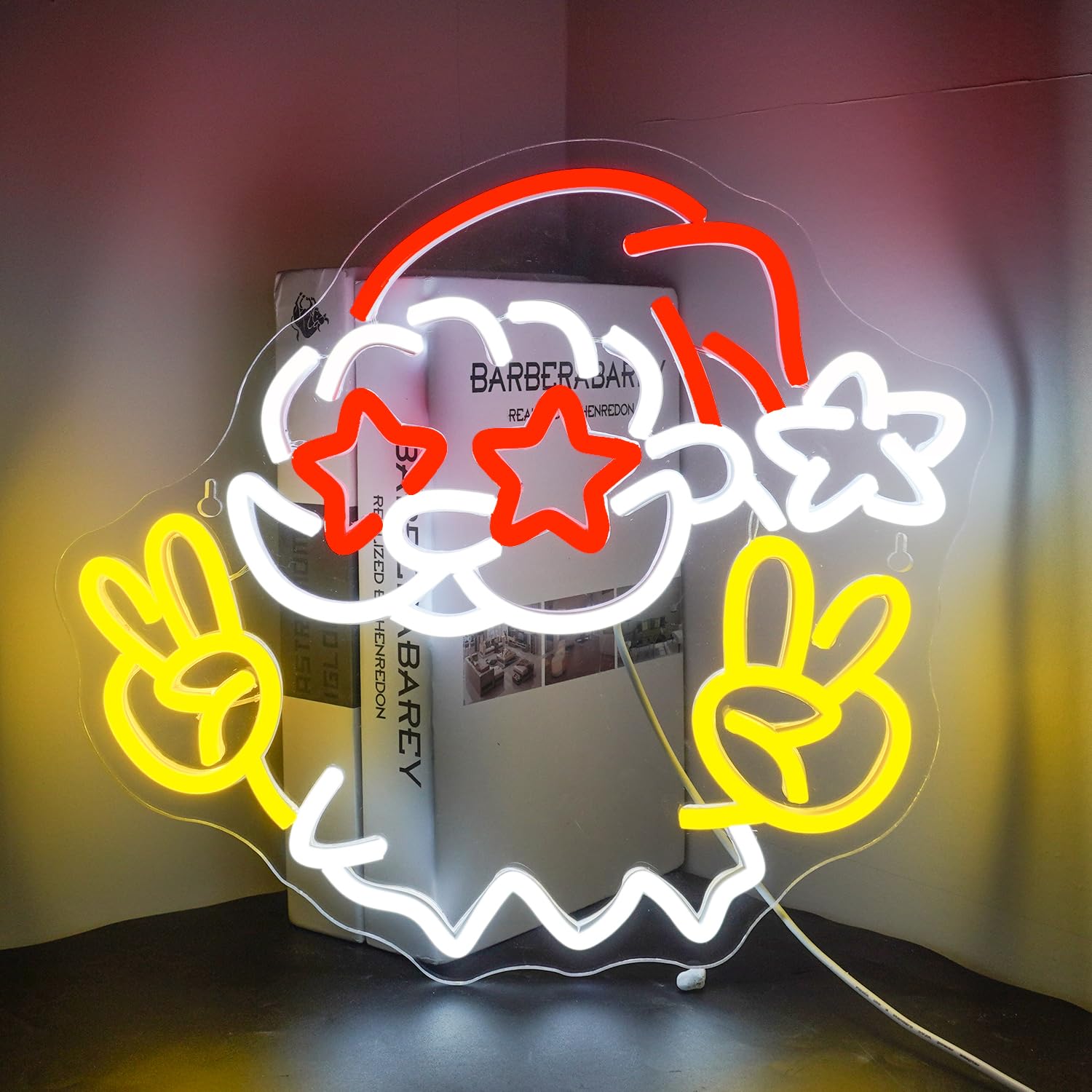 Looklight Christmas Neon Sign Cute Santa Neon Signs For Wall Decor Red Santa Hat Led Lights Powered For Party Shop Store Living Room Bar Man Cave Club Pub Door Bedroom Decoration Christmas Gifts