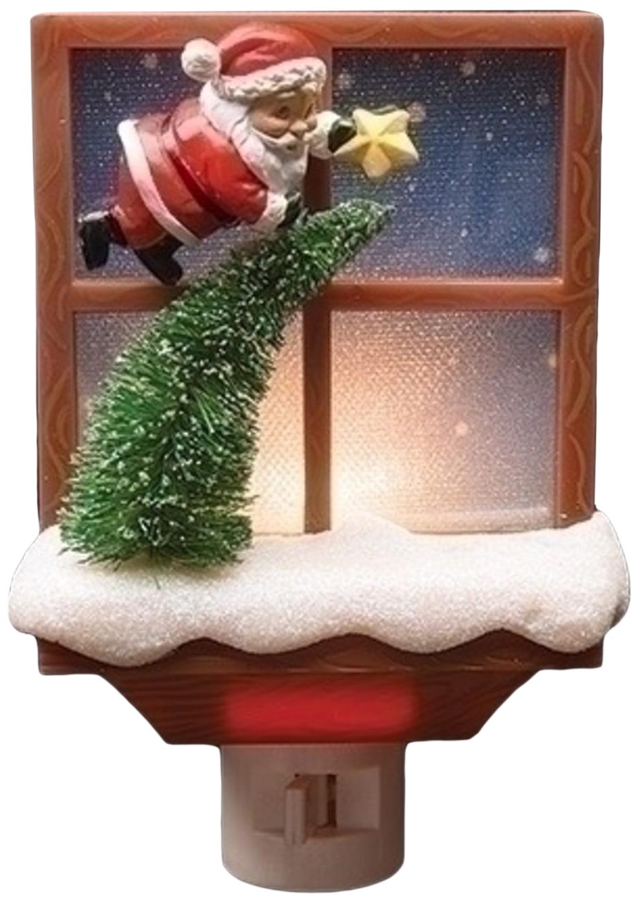 ROMAN 164580 6 Multi-Colored Santa Claus with Tree Decorative Christmas Night Light
