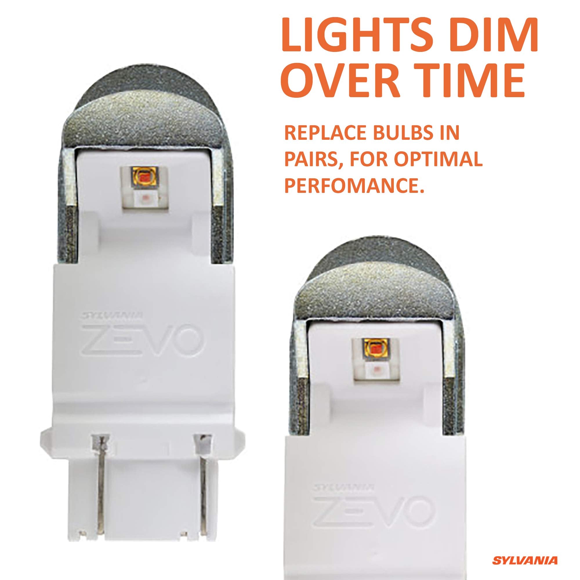 SYLVANIA 3157 ZEVO LED Amber Bulb - 2 Pack, Ideal for Park and Turn Lights