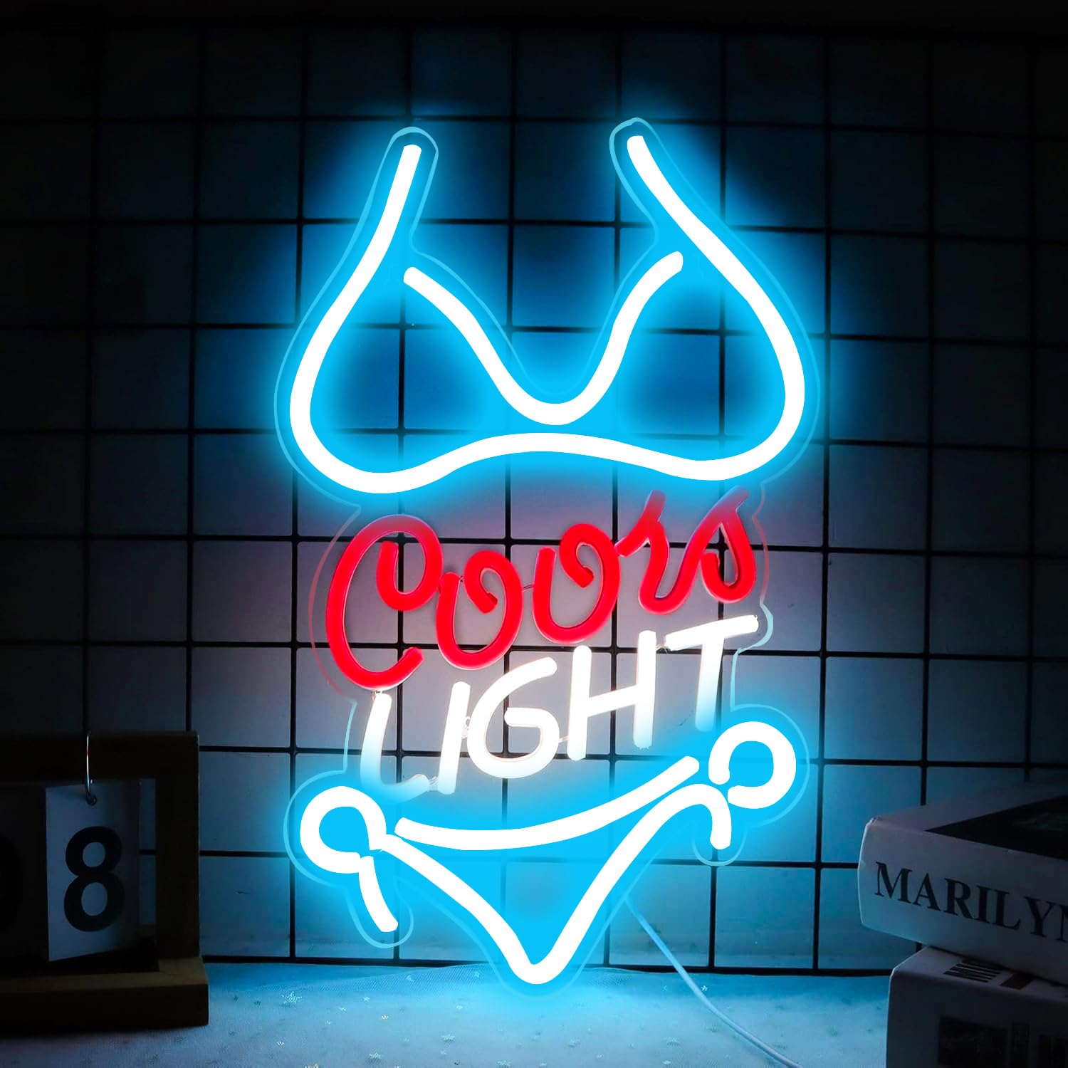 JFLLamp Neon Sign Light for Wall Decor, 16.1in x 9.8in, Model crs light bikini 001, Azure/Red/White