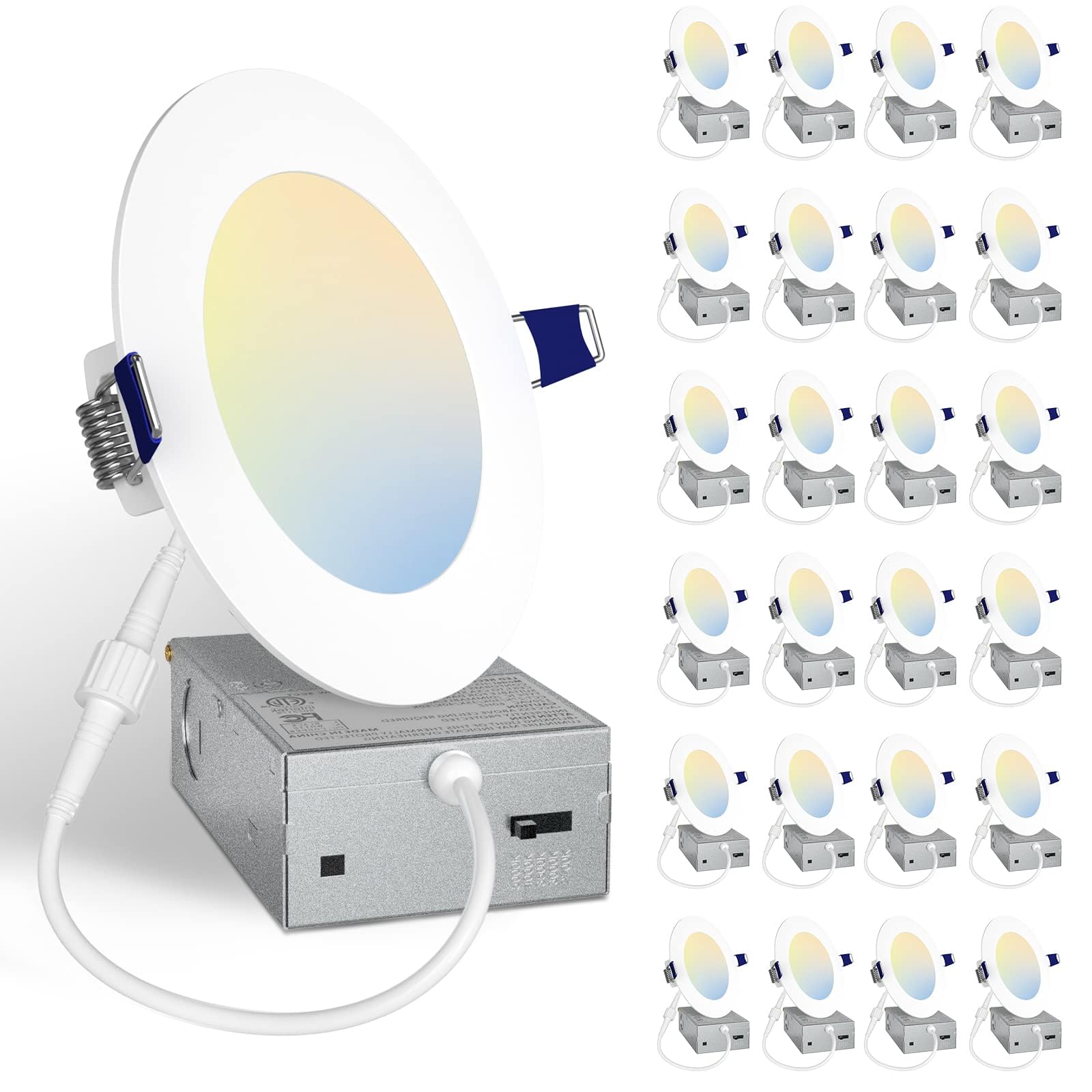 BBOUNDER 4 Inch Ultra-Thin LED Recessed Ceiling Light, 5CCT Dimmable, 800LM, Model 0181, 10W Equivalent, 5000