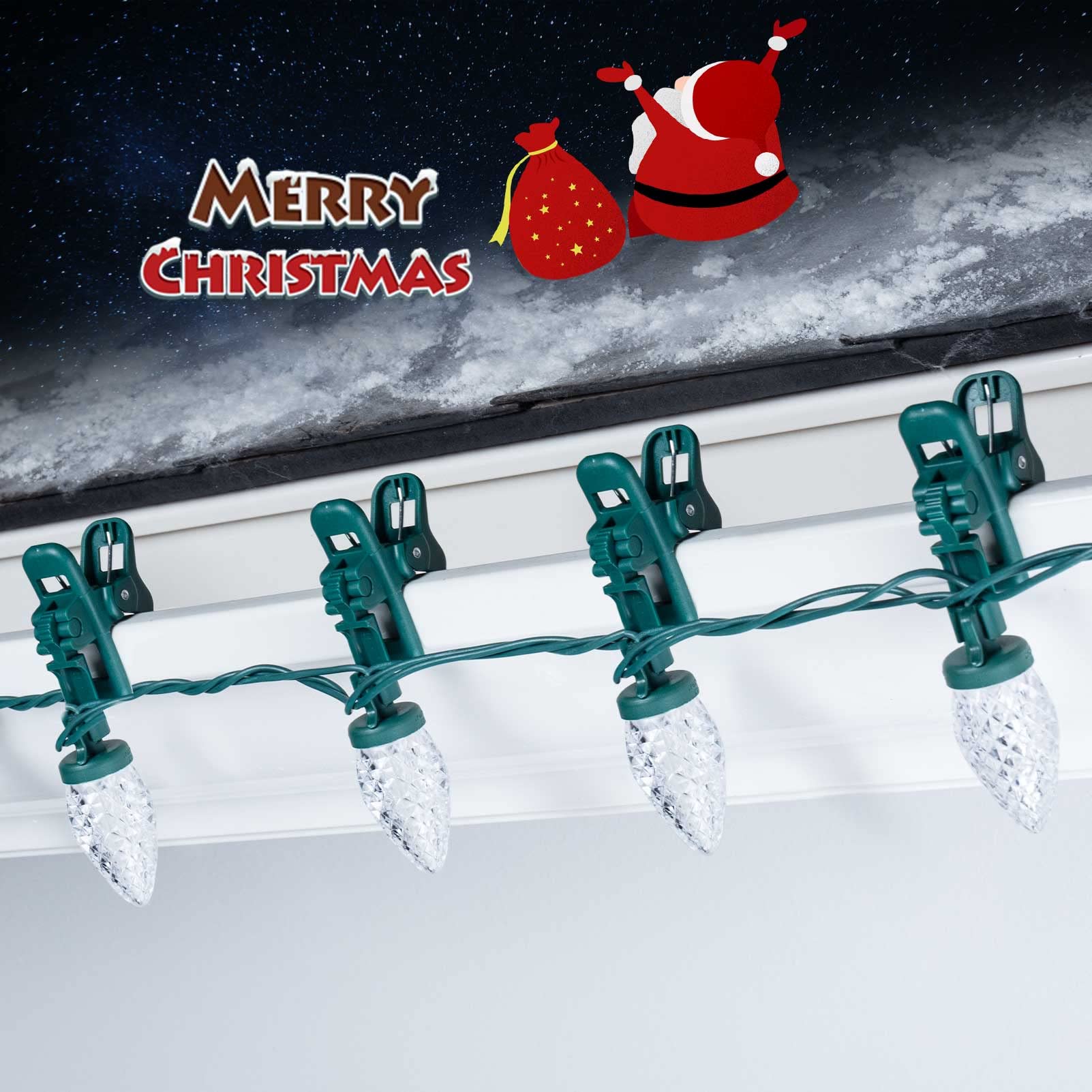 C9 Led Christmas Lights Outdoor, 66 Feet 100 Led Strawberry String Lights With 100 Spring Clamps, Waterproof Commercial Grade Ex