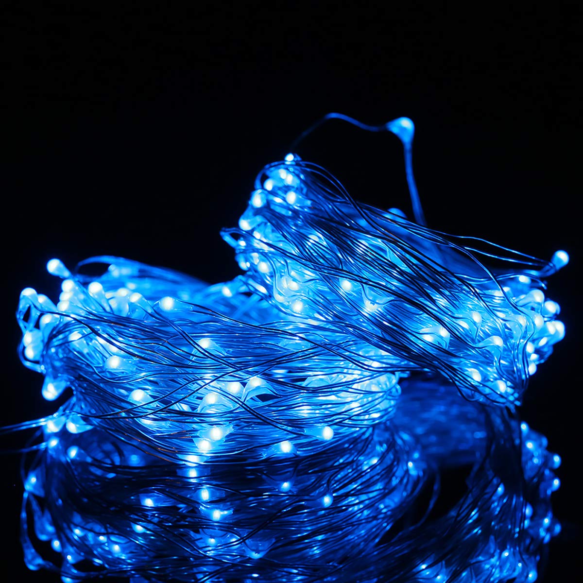 Mikasol Fairy Lights Battery Operated, 4 Packs Mini 3*Aaa Battery Powered Copper Wire Led Starry String Lights Firefly Lights For Bedroom, Christmas, Parties, Decoration (5M/16Ft Blue)