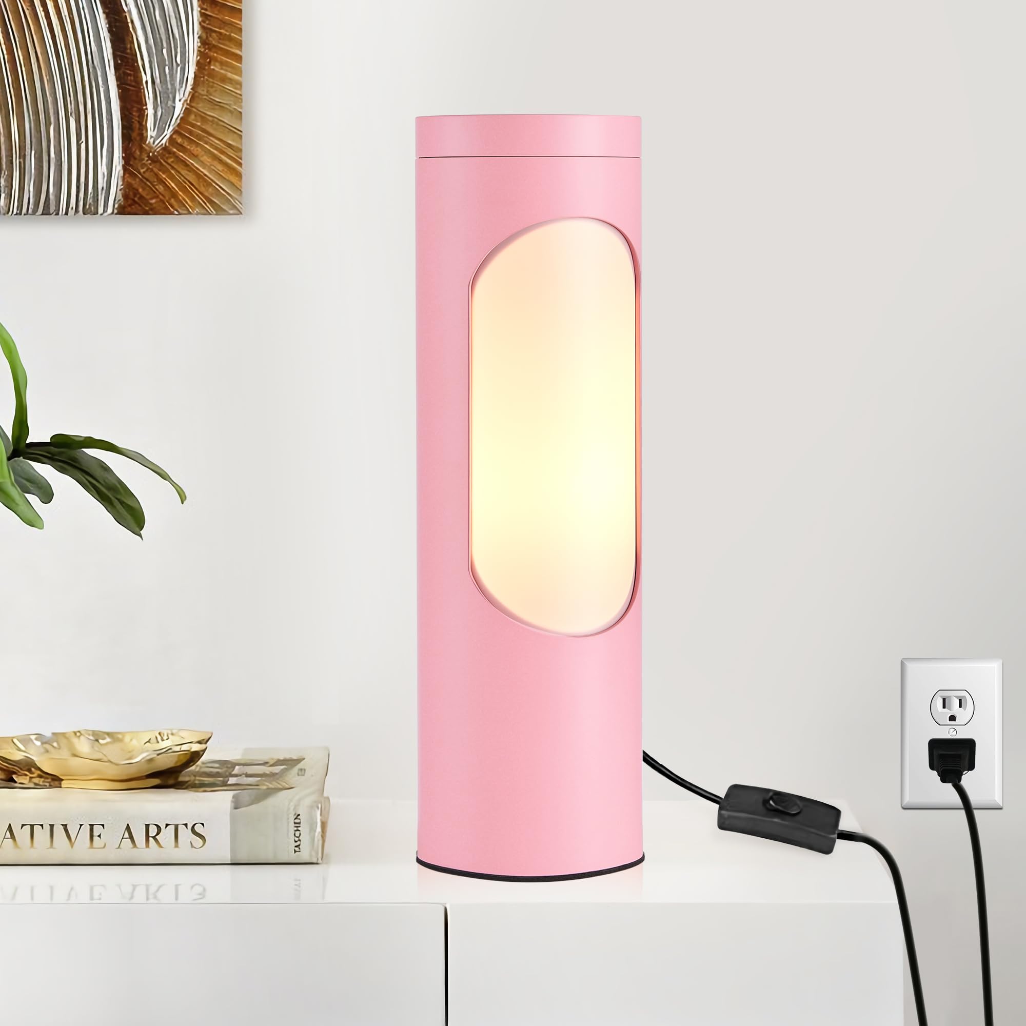 Lediary Pink Shabbos Lamp, 10.5 Table Lamp & Nightlight, Aluminum, T10 Bulb Included, 400Lm, 3000K