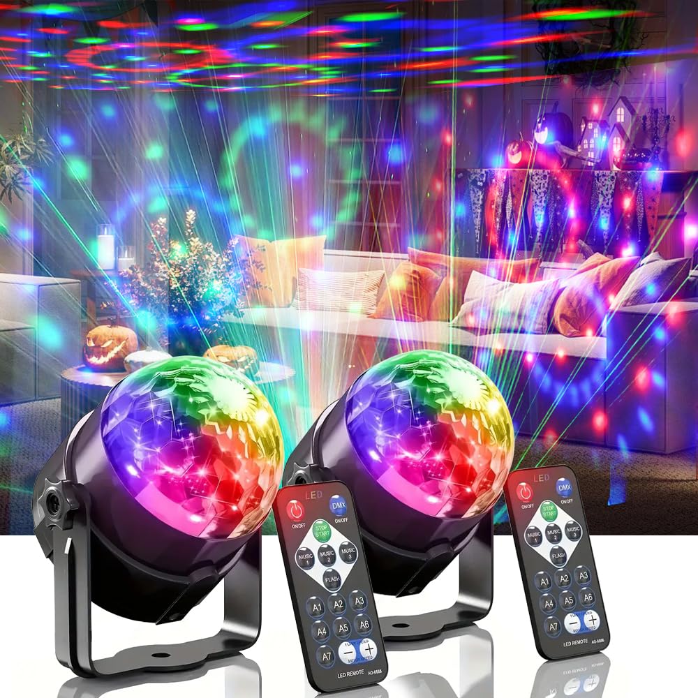 Yiixuyo - 2-Piece Set of Party Lights, Voice Controlled Flash with Remote Control, Disco Ball Lights, DJ Strobe Lamp, Wedding Ba