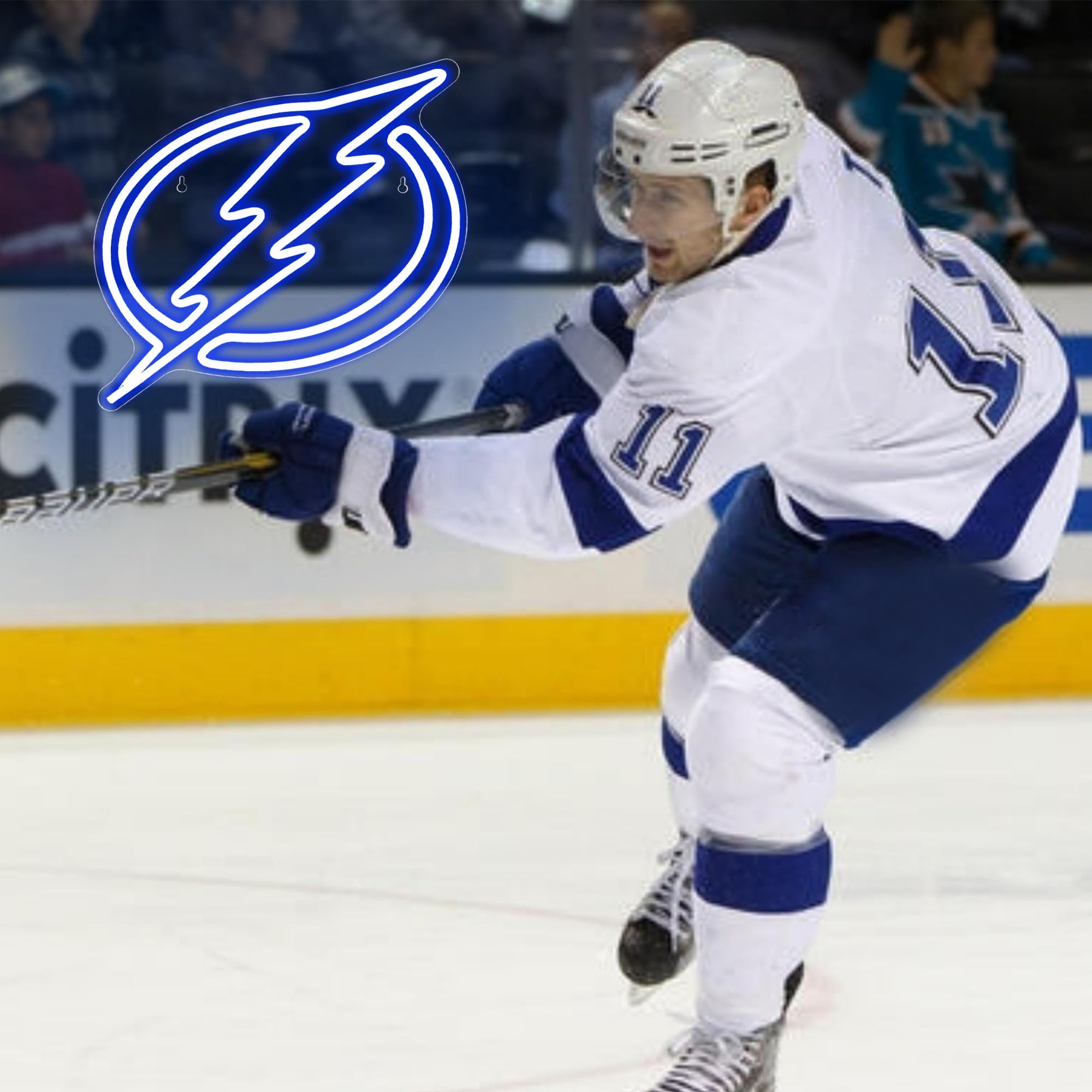 LALAON Ice Hockey Neon Sign Wall Decor LED Light 13.8x12.99in Blue Tampa Model ZKXD10003