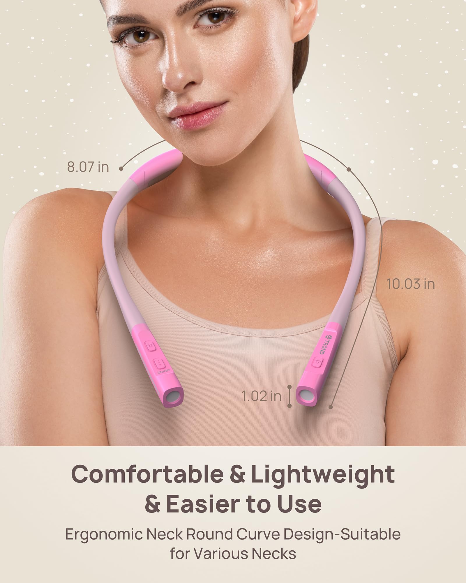 TROND LED Neck Reading Light, 3 Color Modes, 3 Brightness Levels, Rechargeable, Medium, Rose Pink, Model TD-RL01