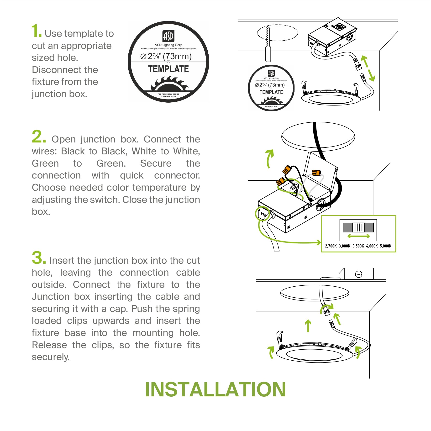 Asd 6 Pack 3 Inch Led Recessed Light 6W  5 Cct 2700K-5000K Cri90+  Ic Rated Ultra Thin Dimmable Ceiling Lights With J Box  Canless Wafer Downlight  Round Slim Panel Lighting  Ul Energy Star  Nickel