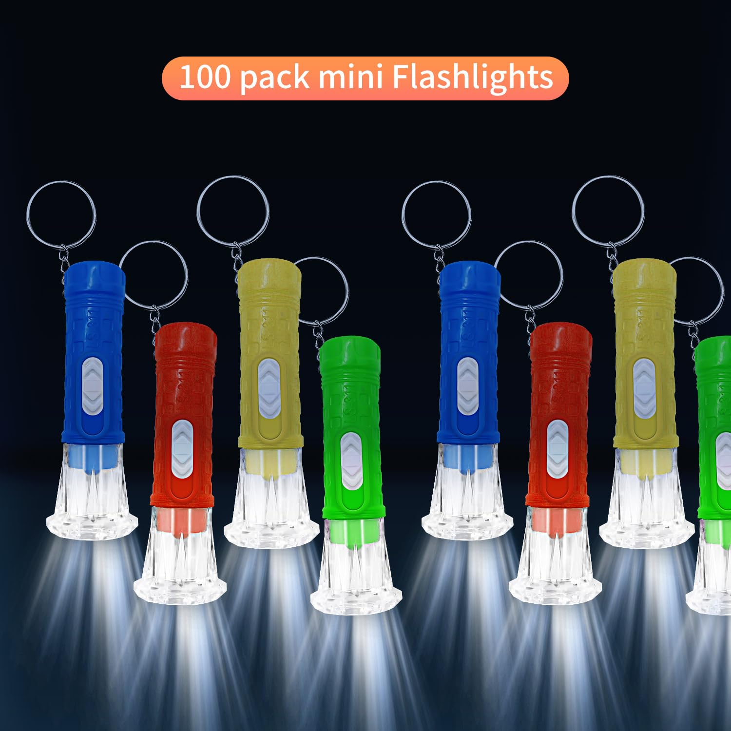 SVICCOOKQ Mini Flashlight Keychain - 100 Pieces LED Torch - Assorted Colors - Perfect for Hiking, Camping, Halloween Party Favors