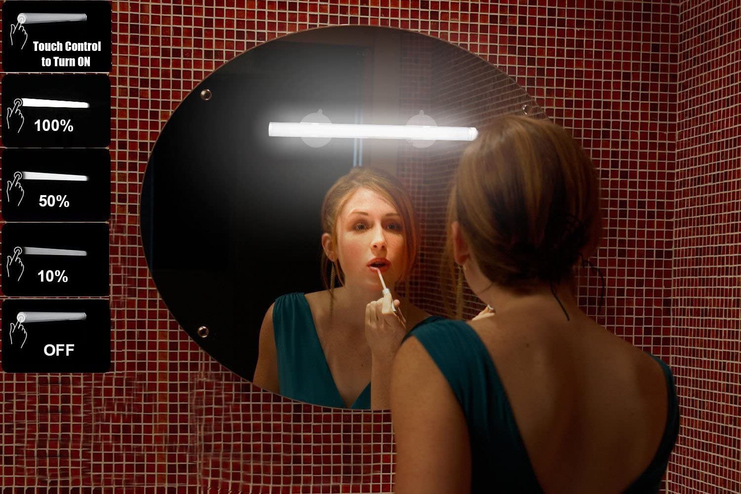 BESTCAN LED Mirror Lights - Portable Cordless Makeup Lights, Simulated Daylight, 3 Brightness Levels, Model 05, Transparent Color