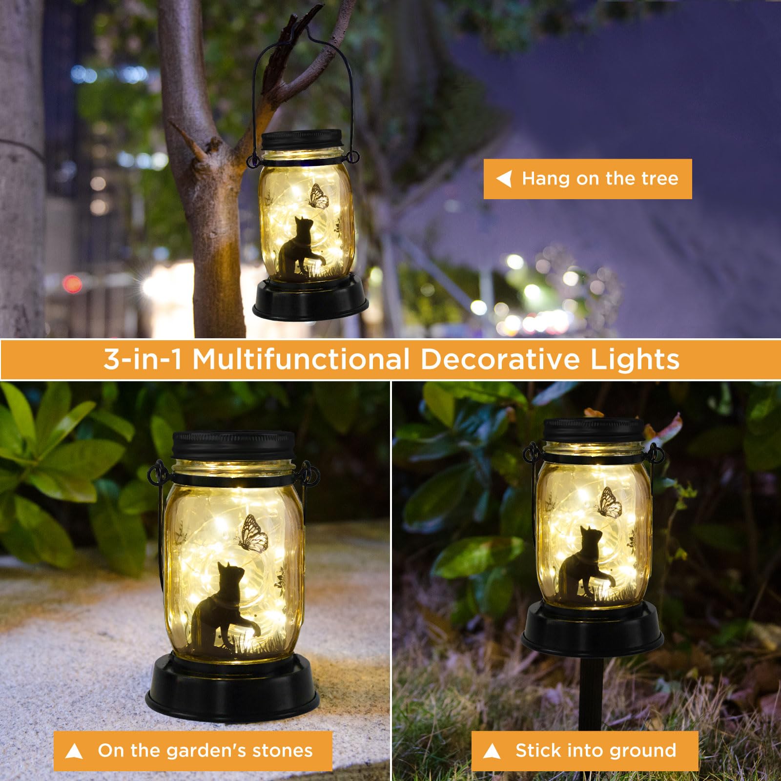 Styleonme Decor Mobile Outdoor Solar Lanterns, Cat Lovers Gifts, Gifts For Mom, Grandma, Women And Everyone, Outdoor Gardening G