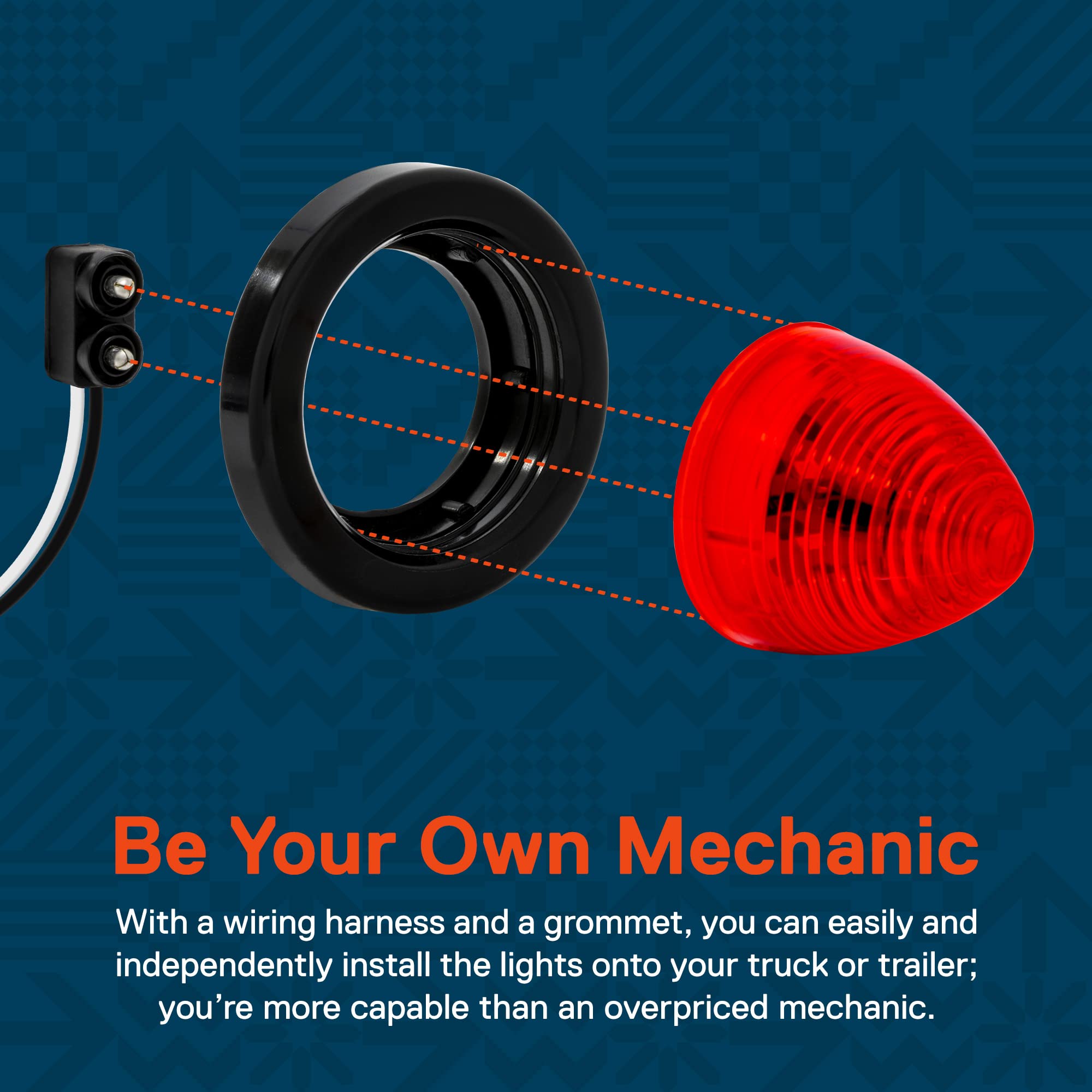 True Mods 2Pc 2 Inch Round Red Beehive Led Boat Trailer Marker Light [Dot Fmvss 108] [Sae P2] [Grommet & Plug] [Ip67 Submersible] Bee Hive Cone Clearance Side Marker Light For Rv Semi Truck Auto