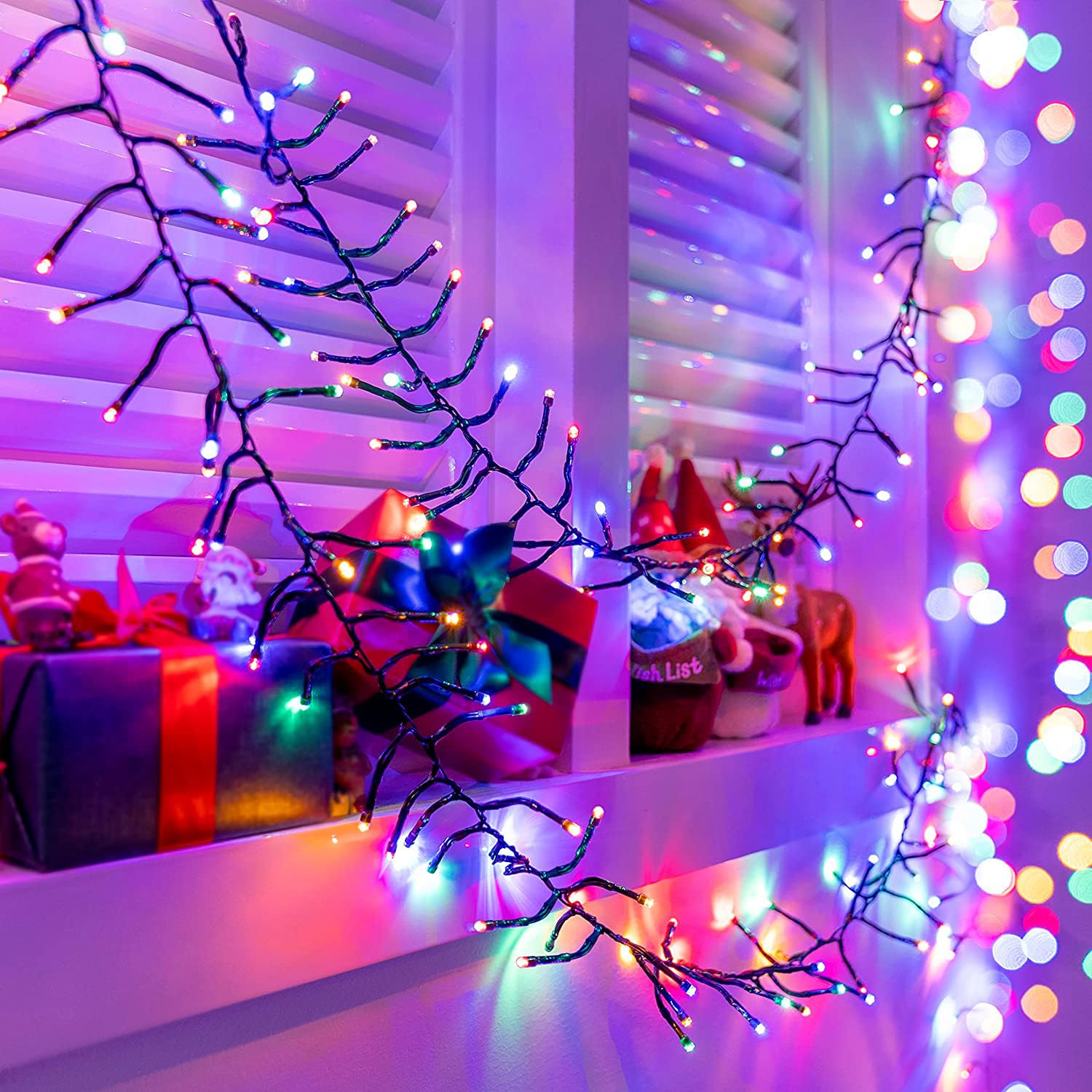 Quntis Christmas Cluster Lights, 760 LEDs 25FT Outdoor Waterproof Christmas Firecrackers String Lights, 8 Modes Christmas Twinkle Fairy Lights Decor for Indoor Xmas Tree Wedding Party, Multicolored