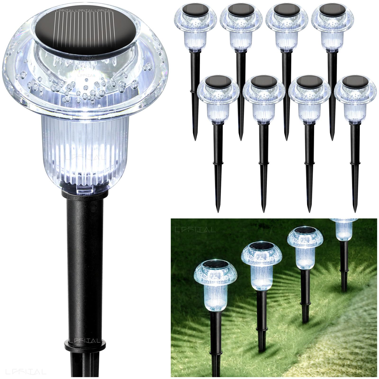 Lffital Halloween Solar Lights Outdoor 8 Pack Hot Pink Solar Pathway Lights Outdoor Purple Mushroom LED Waterproof Lighting Stak